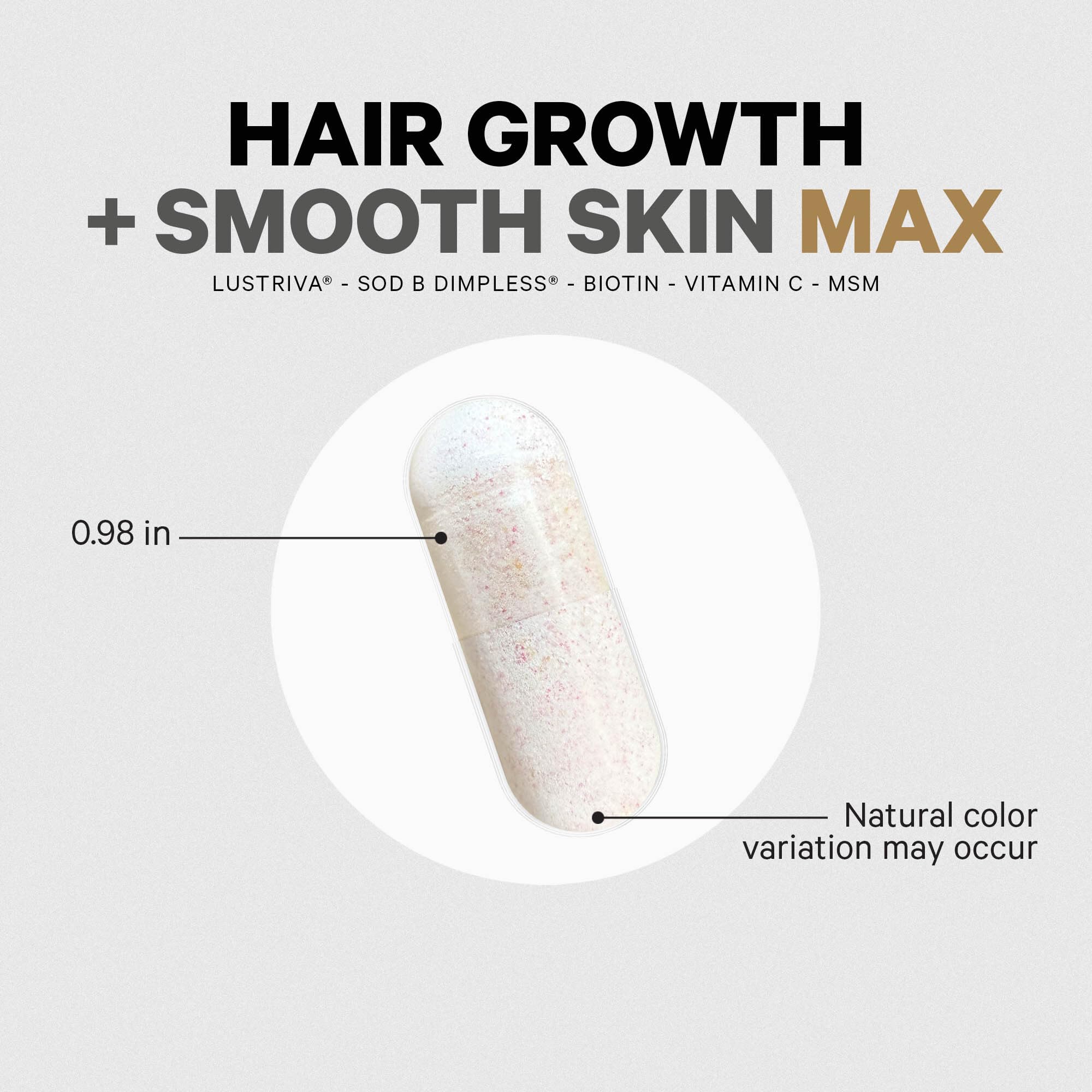 Codeage Hair Growth + Smooth Skin Max Vitamins Supplement - Patented Lustriva & SOD B Dimpless Superoxide Dismutase - Hair Growth Health Skin Cellulite Support - Biotin, Vitamin C, MSM - 30 Capsules CodeageAu supplements