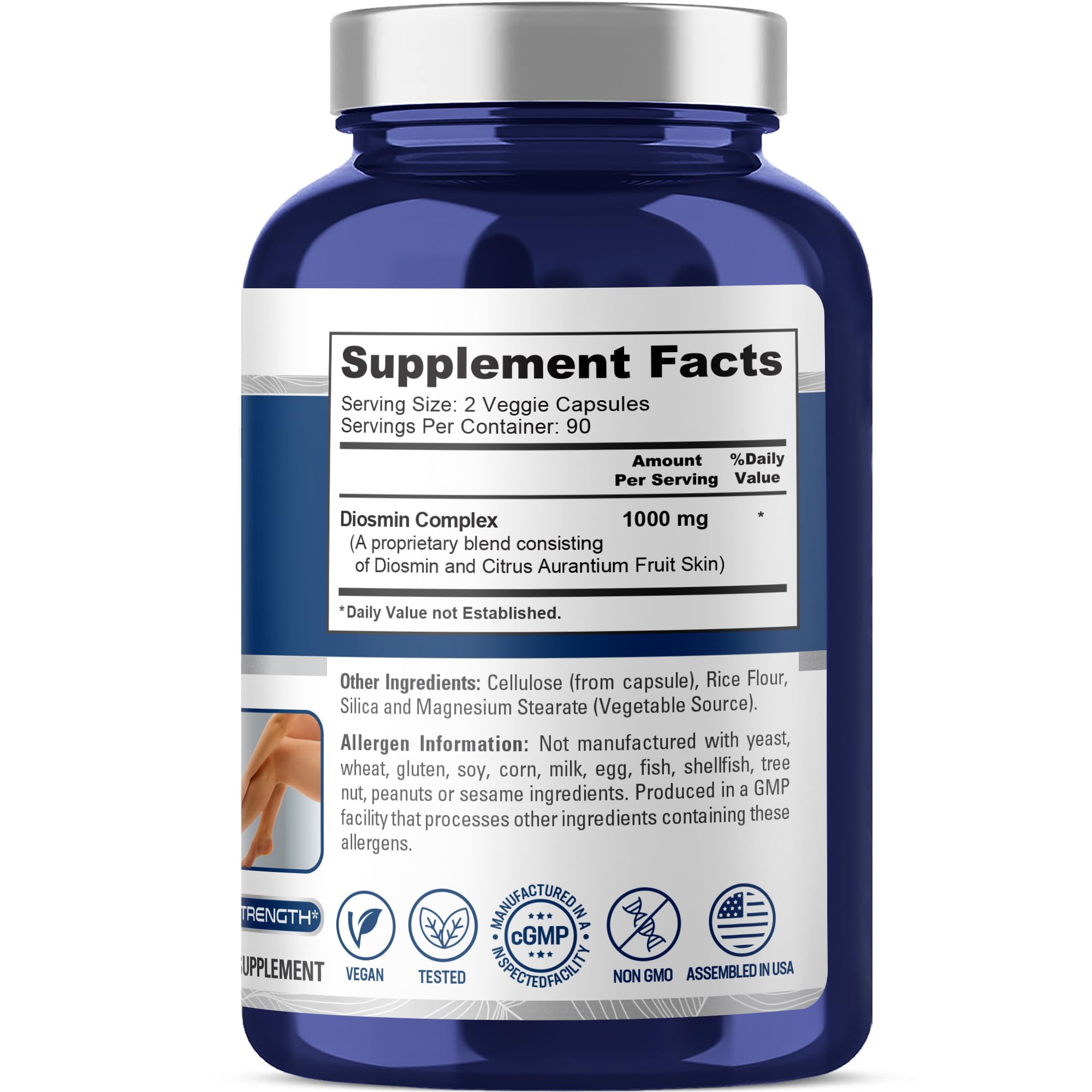 NusaPure Diosmin Complex 1,000mg per Serving 180 Veggie Caps (Non-GMO, Vegan) Citrus Aurantium NusaPureAu supplements