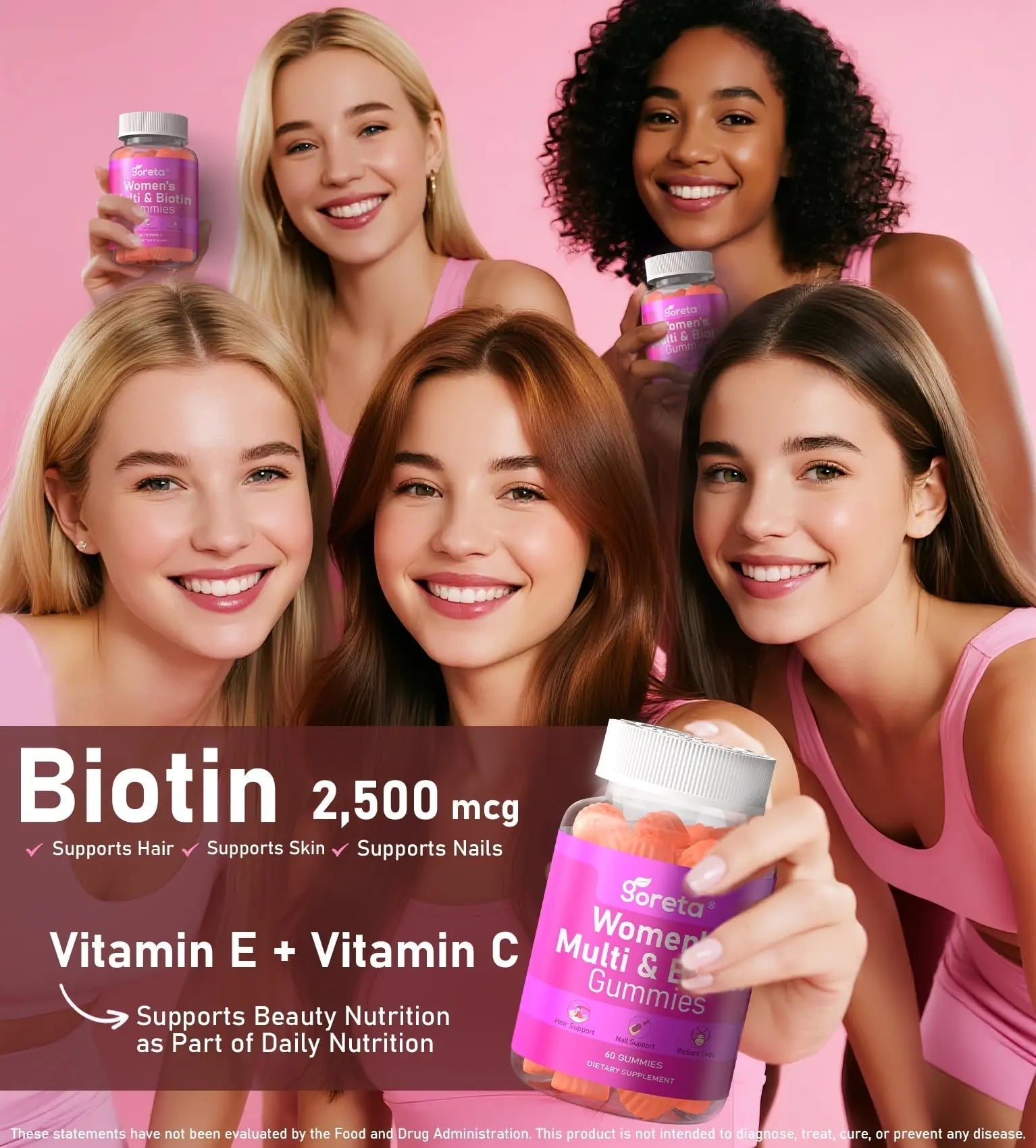 Goreta Women’s Multivitamin Gummies with Biotin 2,500 mcg – 15 Key Nutrients, Sugar-Free Mixed Berry, Pectin-Based, 60 Count GoretaAu supplements