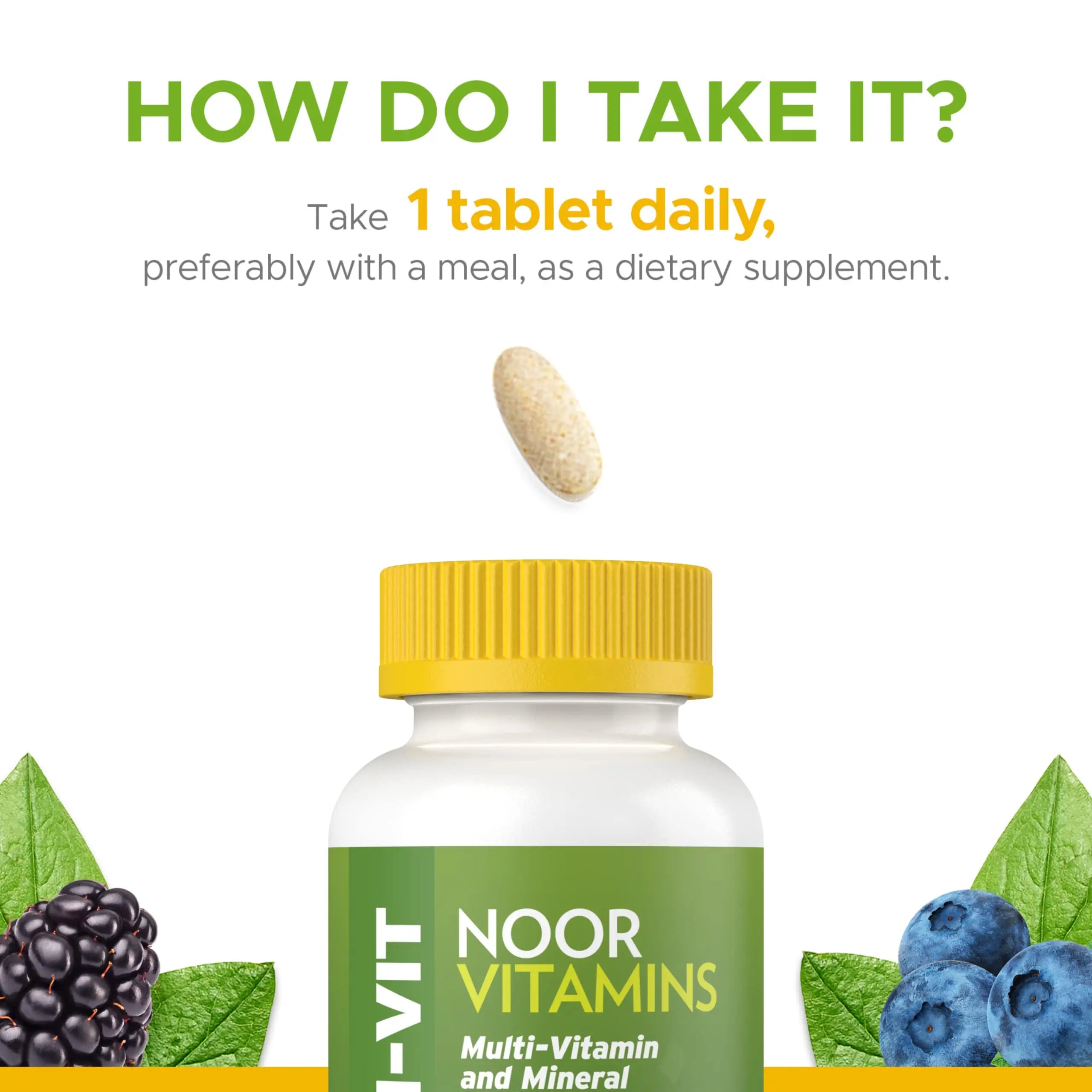 Noor Vitamins Halal Vitamins, Daily Multivitamin, Halal Vitamin for Women and Men, 30 Vitamins & Minerals, A, B12, C, Iron, Zinc to support general health Noor VitaminsAu supplements