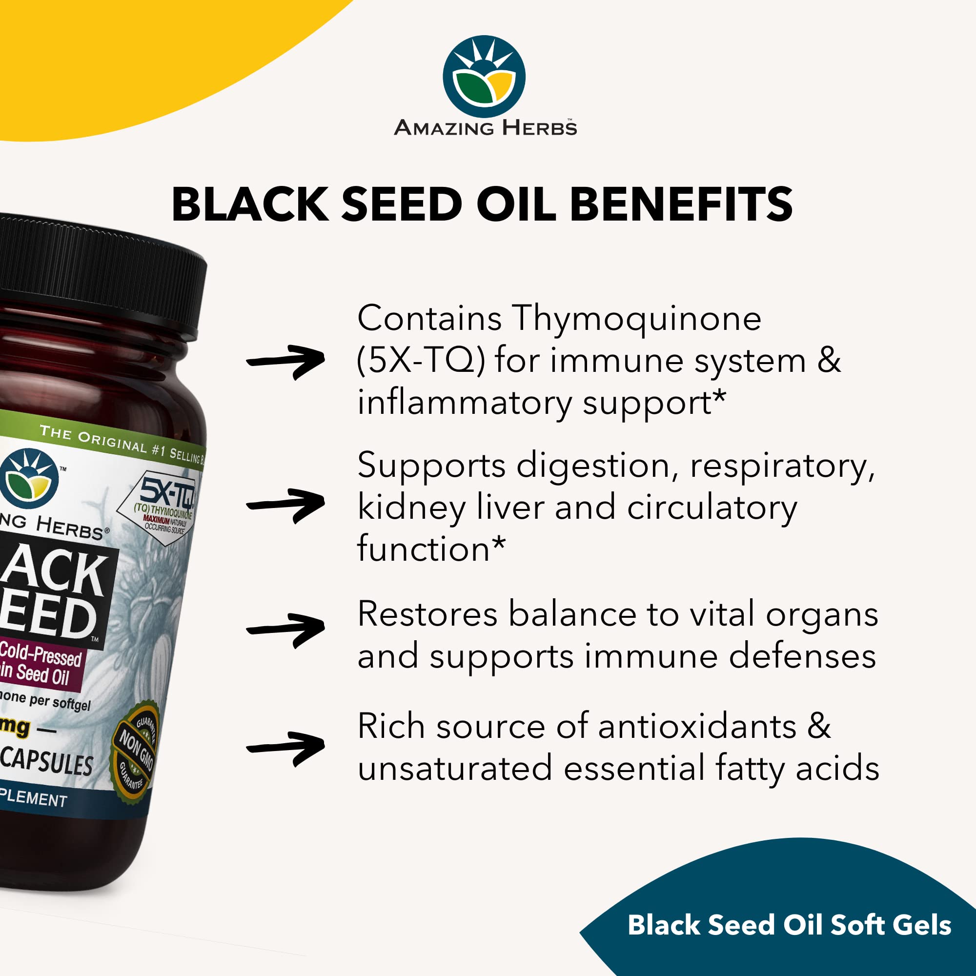 Amazing Herbs Premium Black Seed Oil Capsules - Cold Pressed Nigella Sativa Aids Amazing HerbsAu supplements