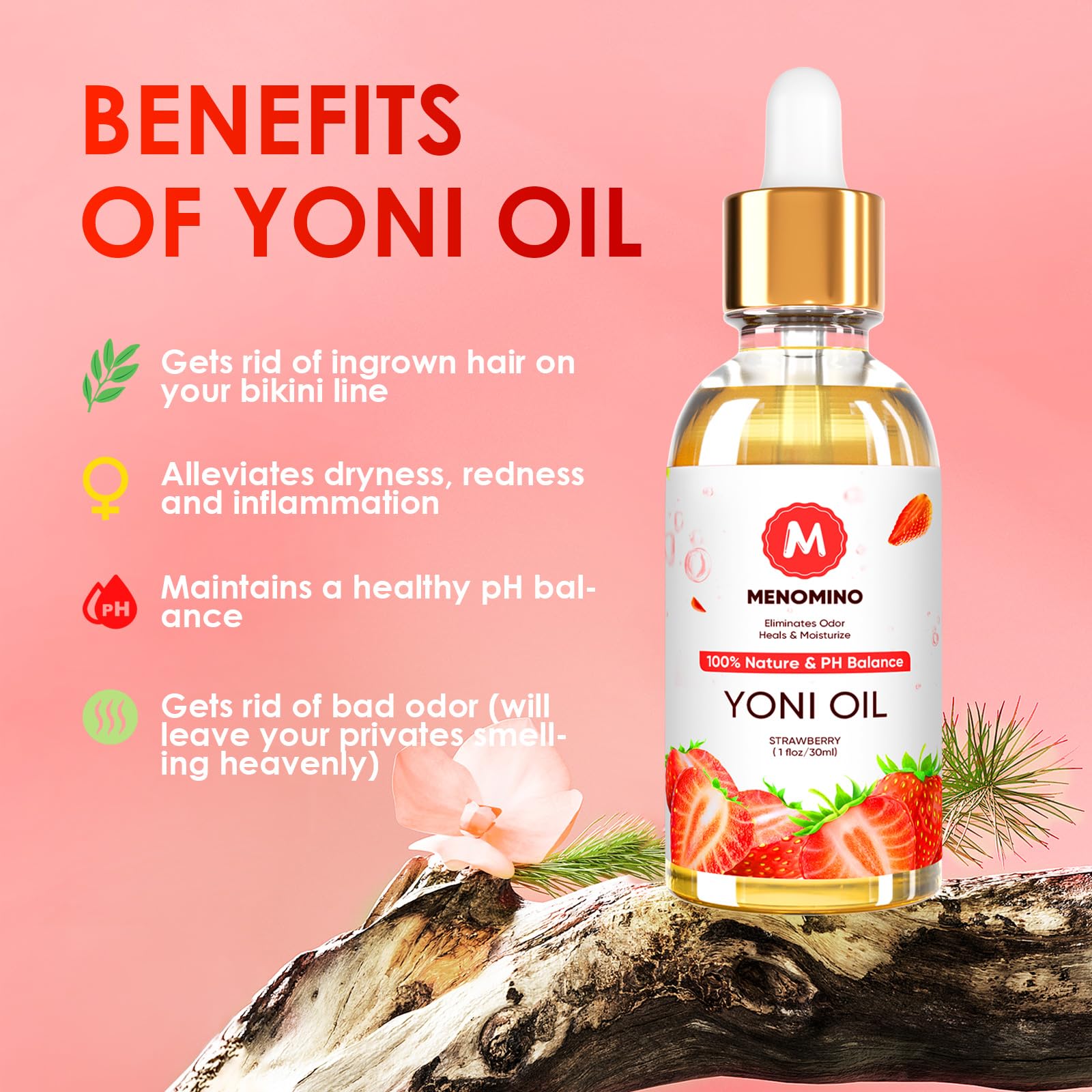 2 Pack Yoni Oil Feminine Oil for Women pH Balance - Feminine Deodorant - Vaginal Moisturizer - Eliminates Odor MENOMINOAu supplements