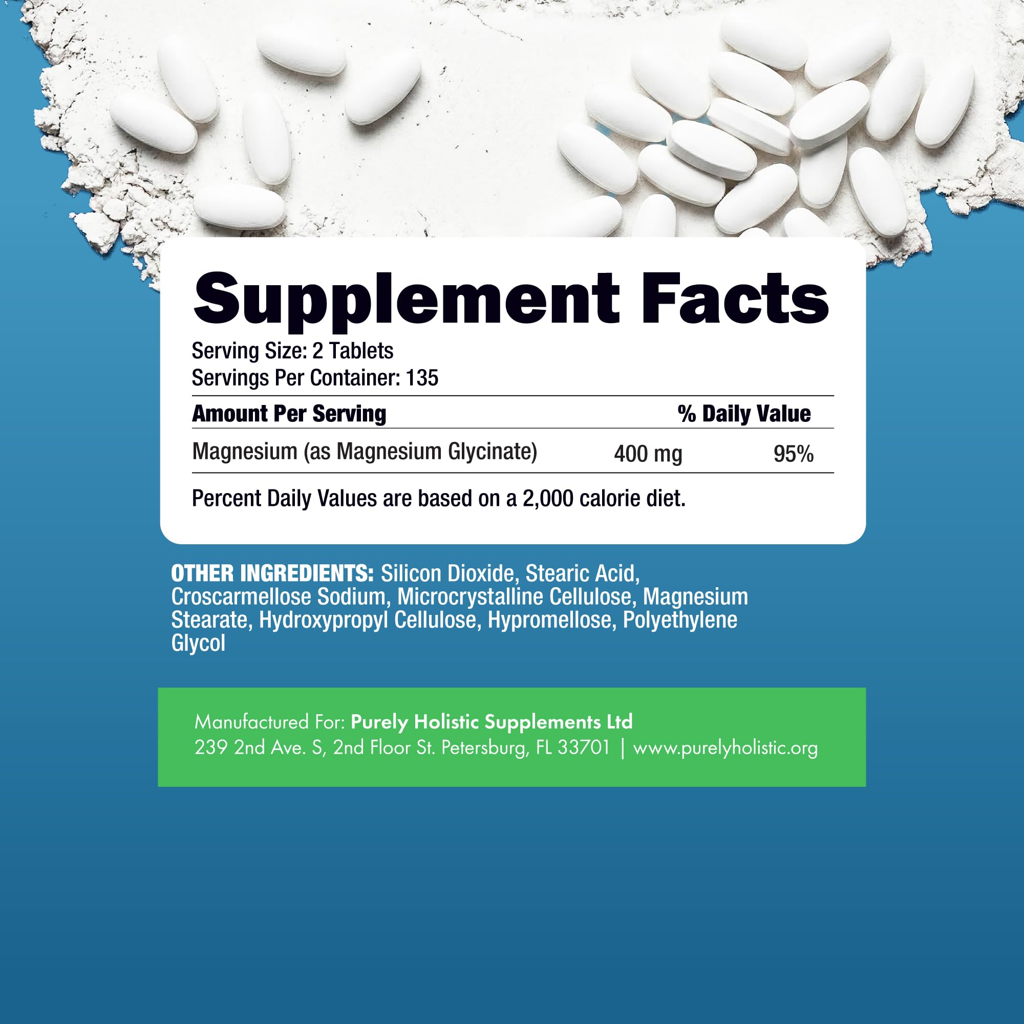 Magnesium Glycinate 400mg | 4+ Month Supply | Sleep, Relaxation & Muscle Support | High Absorption Chelated Magnesium Supplement for Women & Men