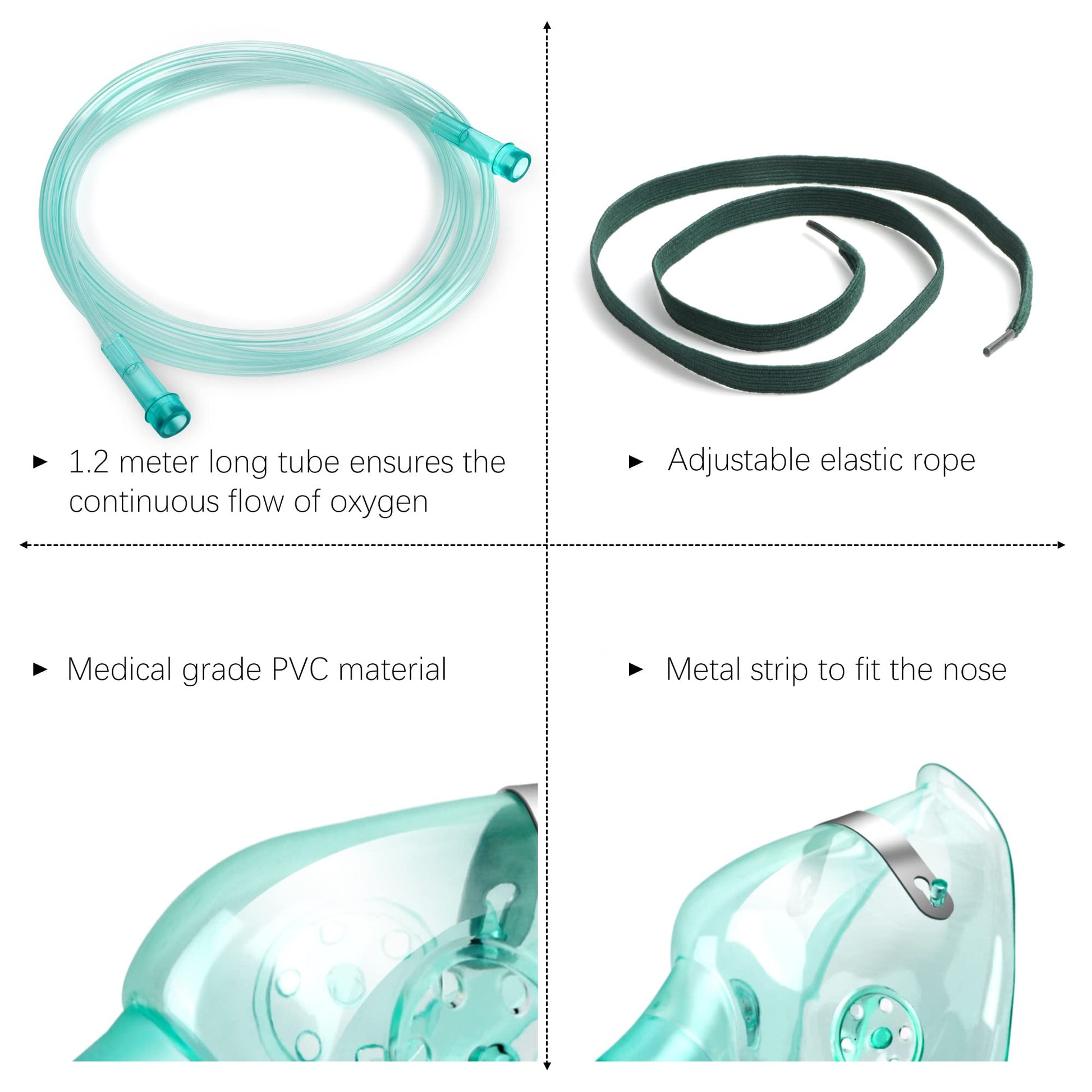 ANSNF 2 Pack Oxygen Mask for Face Adult with 6.6' Tube & Adjustable Elastic Strap - Size M+L ANSNFAu supplements