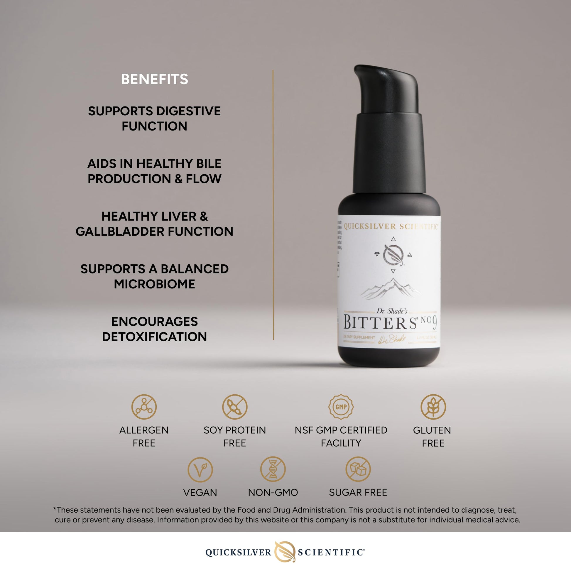 Quicksilver Scientific Dr. Shade's Bitters No. 9 - for Digestion - Fast Acting Liposomal Digestive Bitters with Milk Thistle, Burdock Root & Juniper Essential Oil - Digestive Support (50ml) Quicksilver ScientificUS supplements