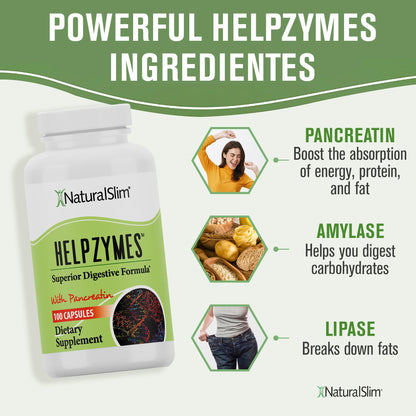 NaturalSlim Helpzymes Digestive Enzymes for Digestion, Bloating, Gas Reli NaturalSlimUS supplements