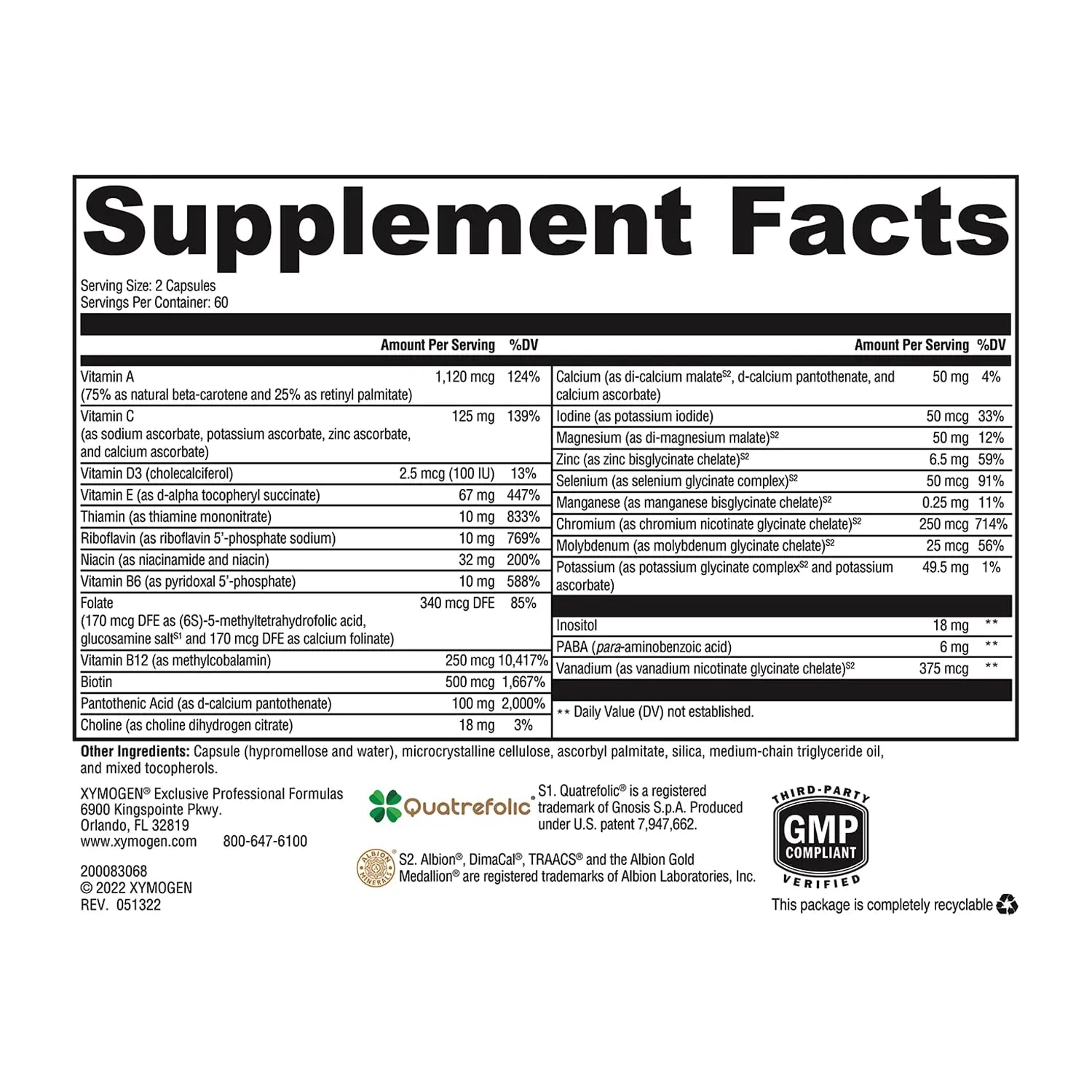 XYMOGEN ActivNutrients Without Copper & Iron - Multimineral Multivitamin for Men + Women with Folate, B12, Zinc and Vitamin C XYMOGENAu supplements