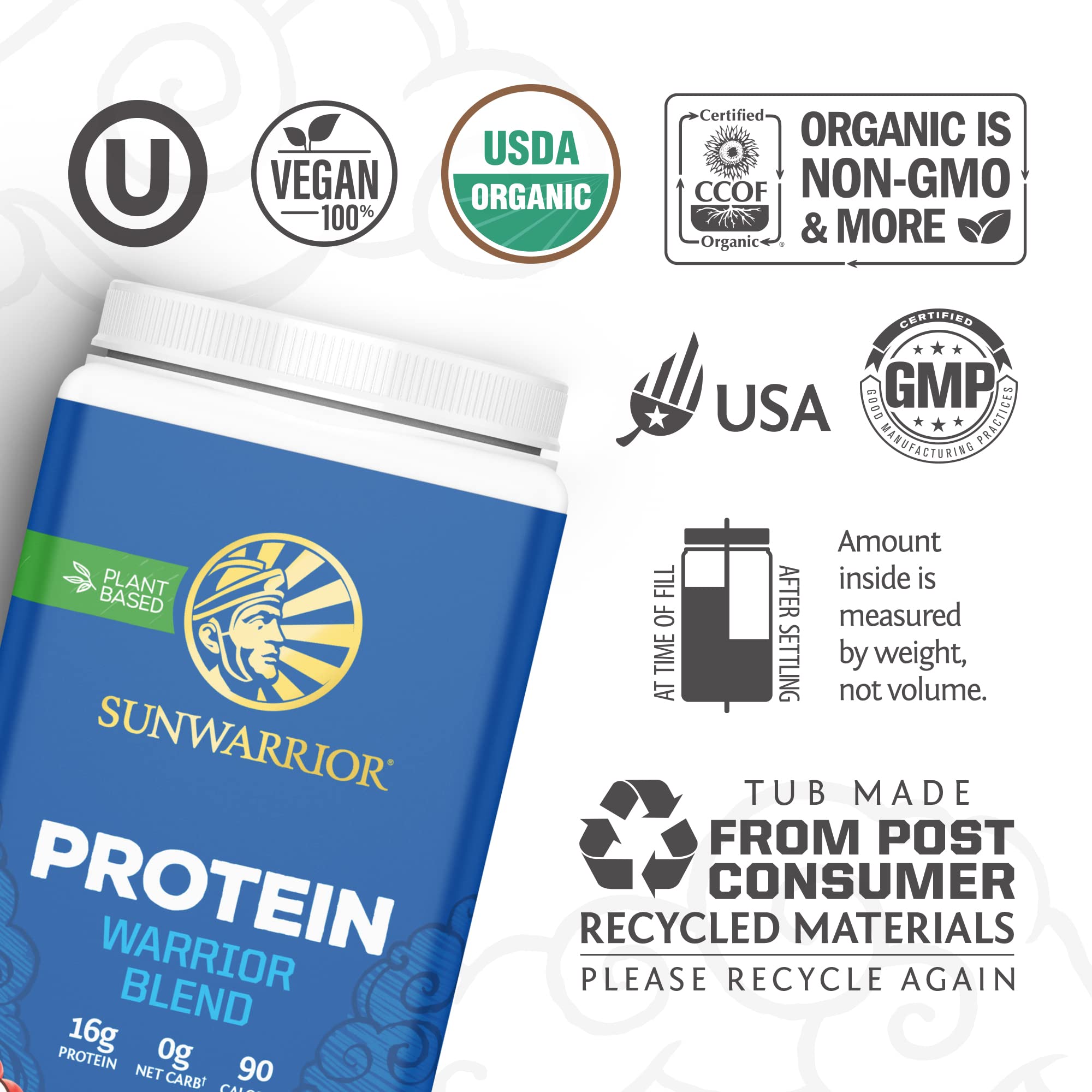 Vegan Organic Protein Powder Plant-based | BCAA Amino Acids Hemp Seed Soy SunwarriorUS supplements