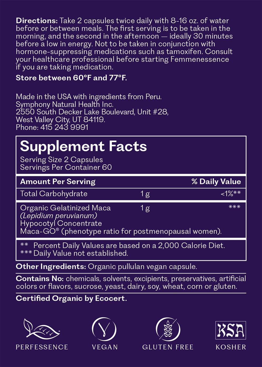 Femmenessence® MacaPause® – Clinically Proven Postmenopausal Organic Vegan Supplement for Natural Hormone Balance, Menopause Symptom Relief, Bone & Heart Health (120 Capsules, 30 Day Supply) Natural Health InternationalAu supplements
