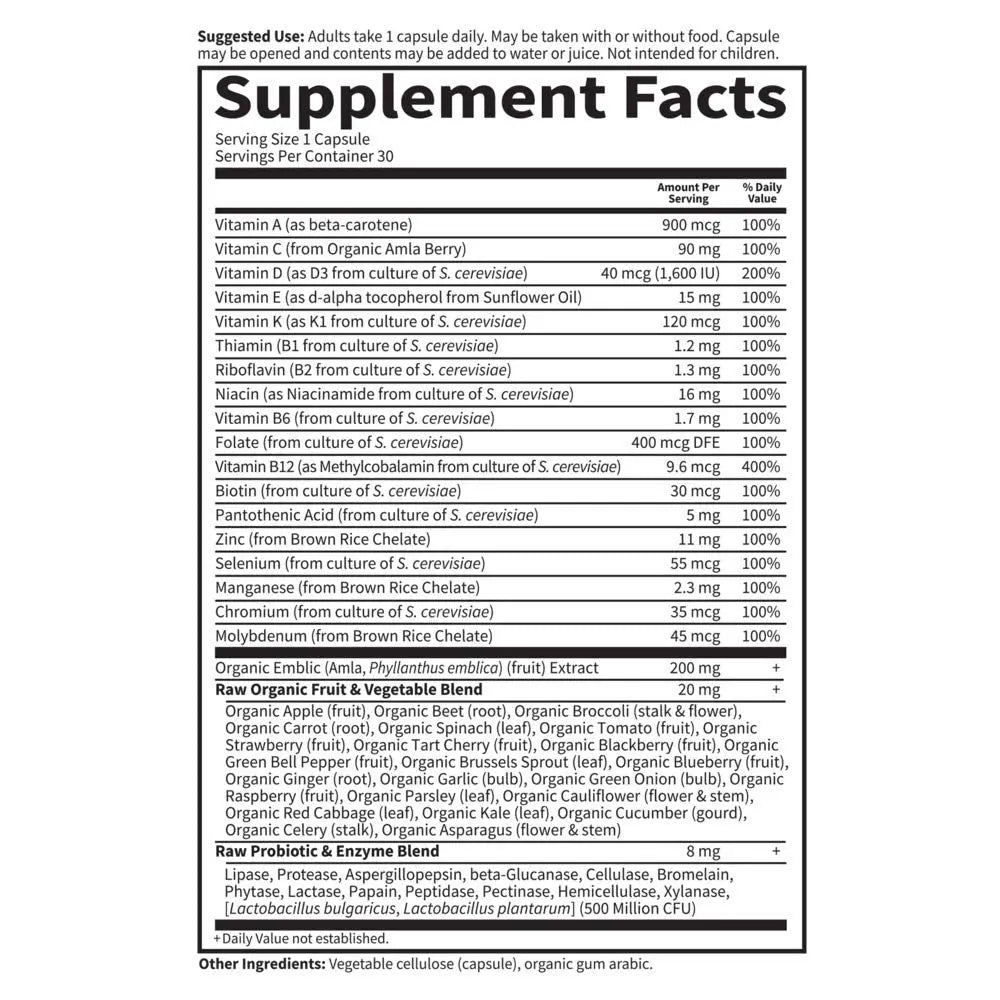Garden of Life Vitamin Code Raw One for Men, Once Daily Multivitamin, 30 Capsules, One a Day Mens Vitamins Plus Fruit, Veggies & Probiotics Garden of LifeAu supplements