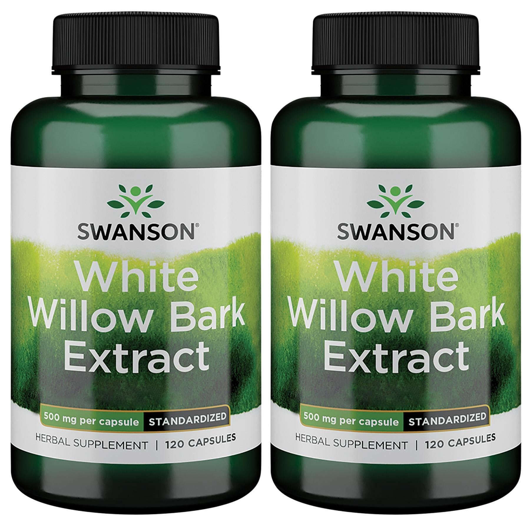 Swanson White Willow Bark Extract - Promotes Joint Support and Muscle Relief - Standardized to 15% Salicin - Natural Supplement with No Stomach Irritation - (120 Capsules, 500mg Each) (2 Pack) SwansonAu supplements