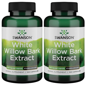 Swanson White Willow Bark Extract - Promotes Joint Support and Muscle Relief - Standardized to 15% Salicin - Natural Supplement with No Stomach Irritation - (120 Capsules, 500mg Each) (2 Pack) SwansonAu supplements