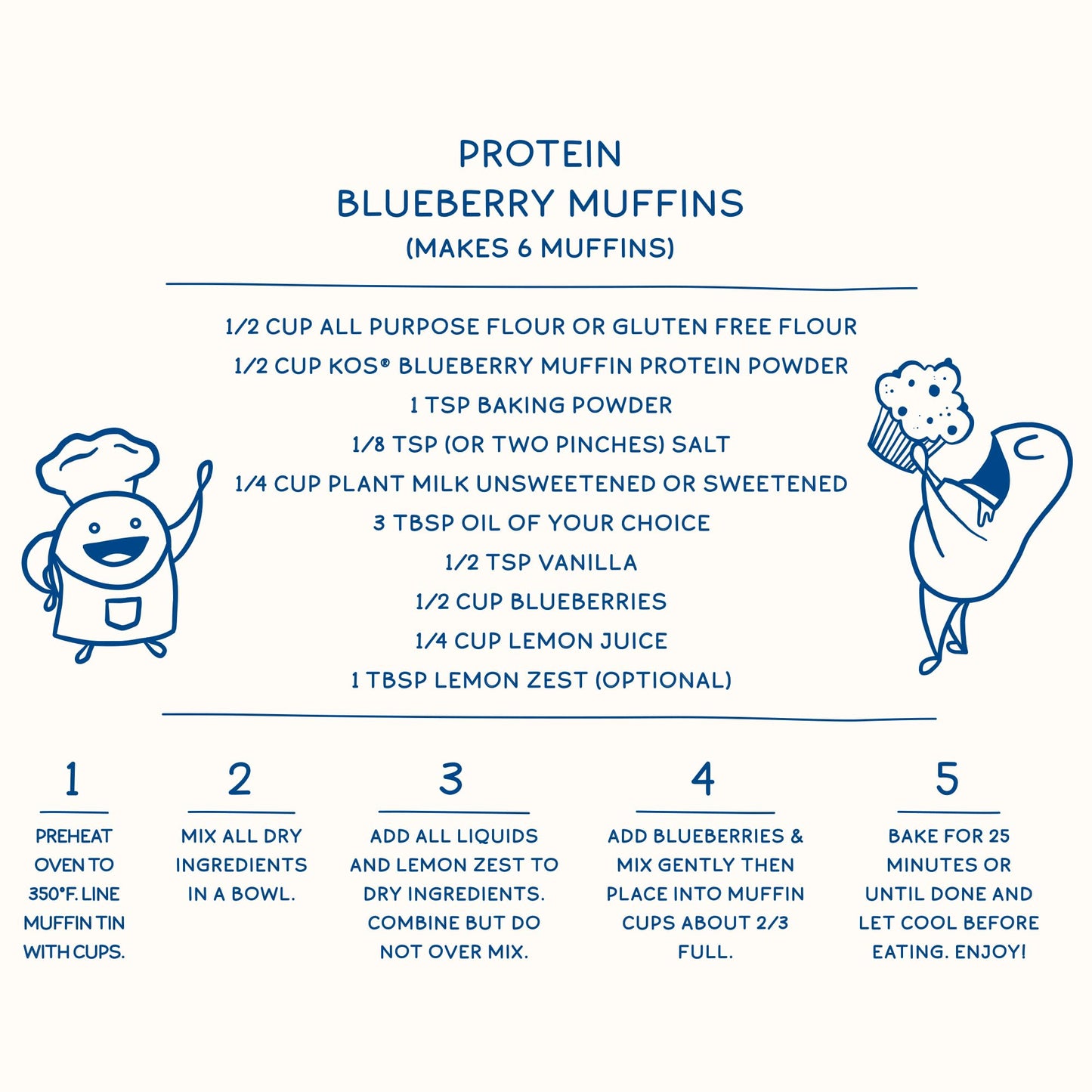 KOS Plant Based Protein Powder, Blueberry Muffin - Organic Pea Protein Superfood KOSUS supplements