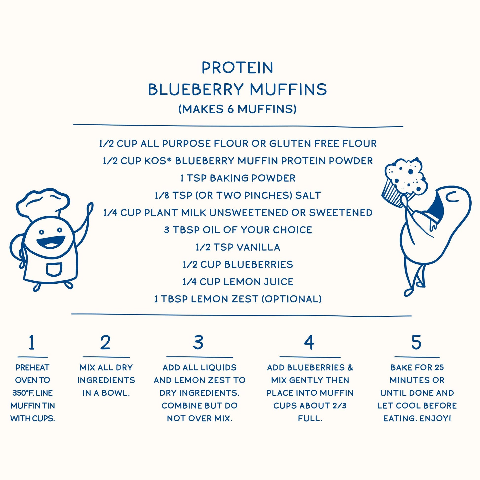 KOS Plant Based Protein Powder, Blueberry Muffin - Organic Pea Protein Superfood KOSUS supplements