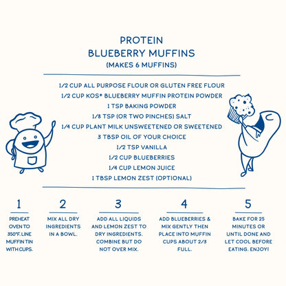 KOS Plant Based Protein Powder, Blueberry Muffin - Organic Pea Protein Superfood KOSUS supplements