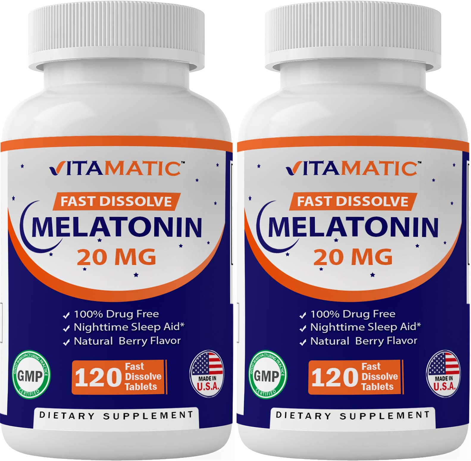 Vitamatic 2 Pack Melatonin 20mg Fast Dissolve 120 Tablets - Natural Berry VitamaticAu supplements