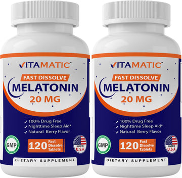 Vitamatic 2 Pack Melatonin 20mg Fast Dissolve 120 Tablets - Natural Berry VitamaticAu supplements