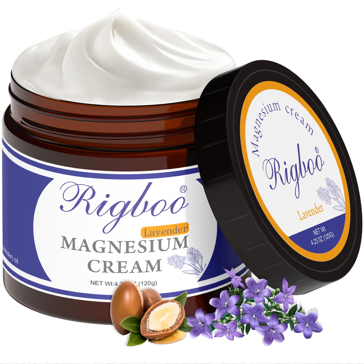 RIGBOO Magnesium Lotion for Sleep, Magnesium Cream, Muscle Relief and Relaxation Non-Greasy, Fast Absorbing Body Lotion with Coconut Oil with Chamomile, Safe for Sensitive Skin (Lavender) RIGBOOAu supplements