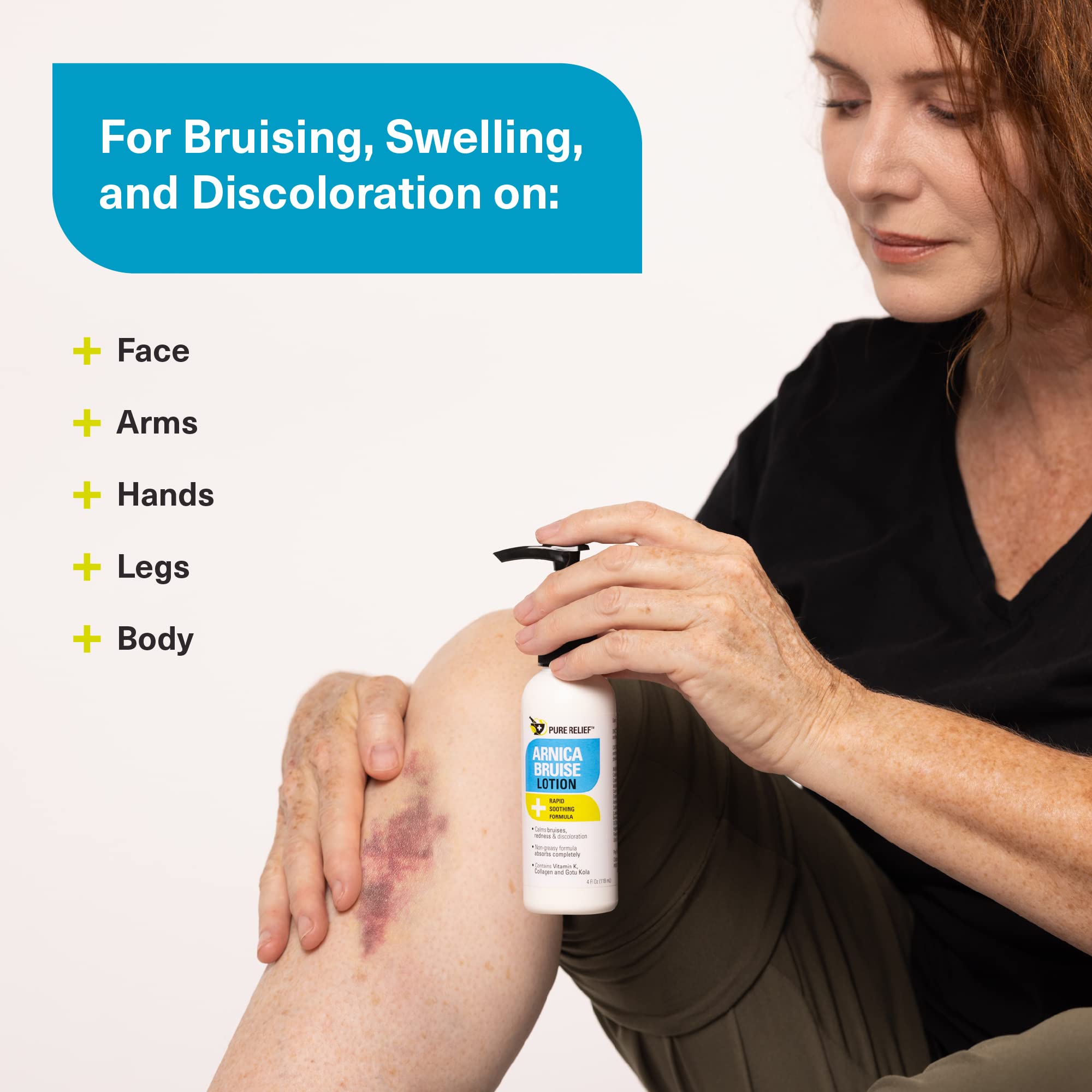 Pure Relief Arnica Bruise Relief Lotion for Bruising, Swelling, & Discoloration On Skin, Natural Skin Care Arnica Bruise Homeopathic Topical Bruise Cream W/Aloe Vera & Collagen, 4 Fl Oz (Pack of 3) Pure ReliefAu supplements