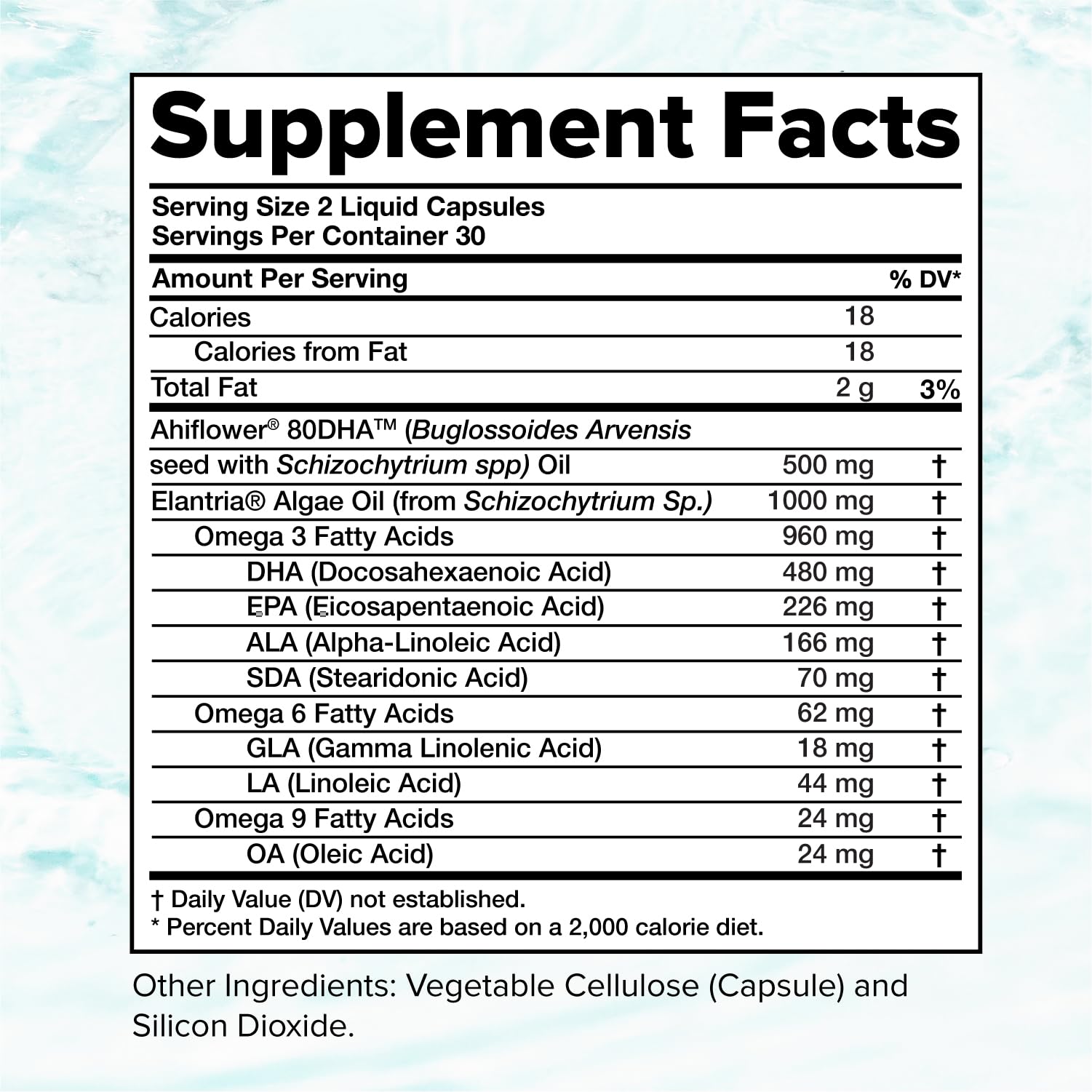 Vegan Omega 3 Supplement- 960mg Omega-3 Fatty Acids, DHA, EPA, SDA, ALA Supplement - Immune Support- 30 Servings, 60 Liquid Capsules ComplementAu supplements