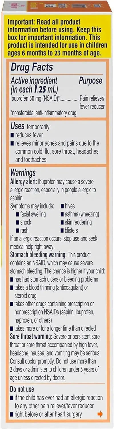 Motrin and Zarbee’s Essentials for Infants Infants' Concentrated Liquid Medicine Drops with Ibuprofen and Zarbee's Baby Coughⱡ Syrup + Immune with Organic Agave + Zinc MotrinAu supplements