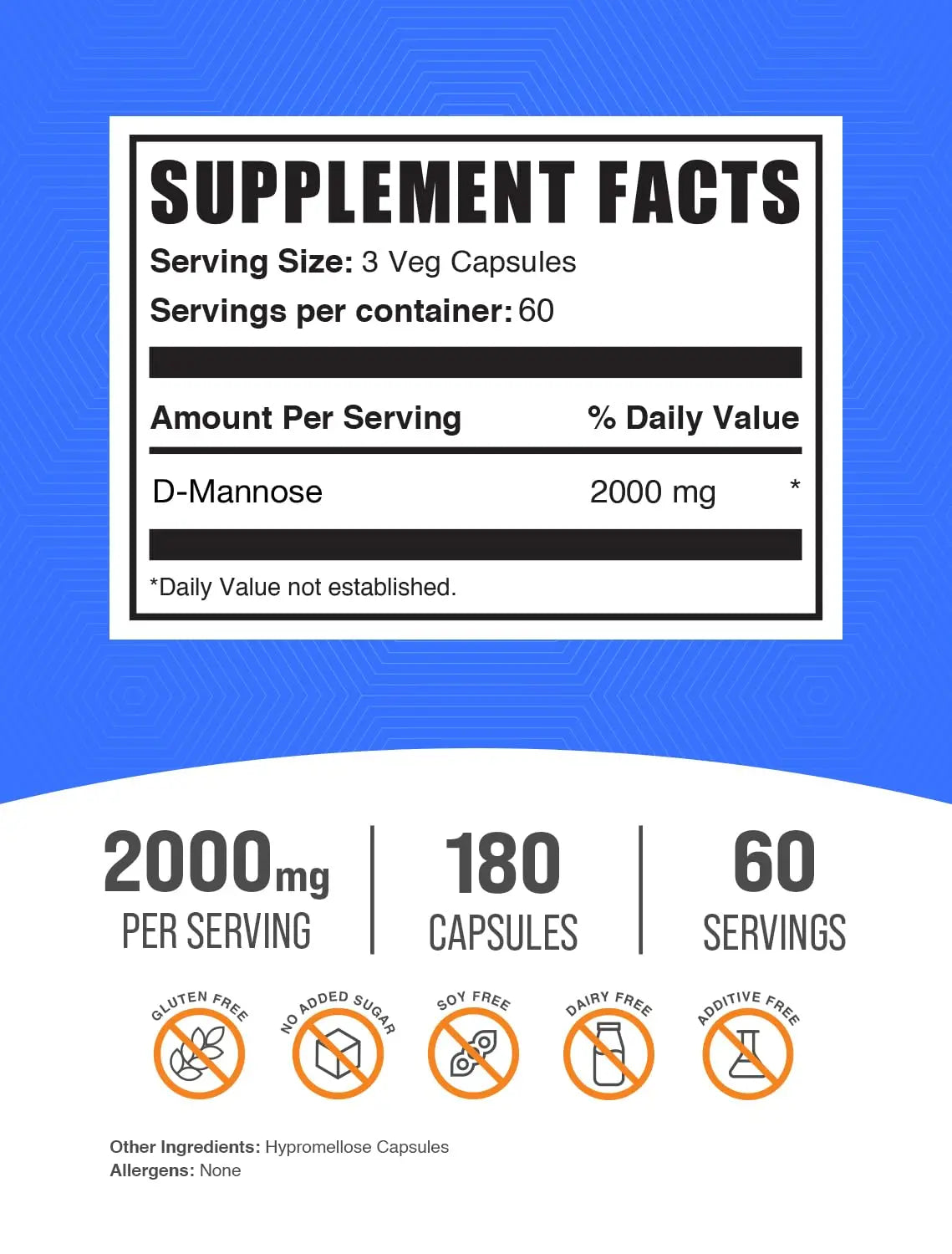BulkSupplements.com D-Mannose Capsules - D-Mannose Supplement, for Urinary Tract Support - Vegan & Gluten Free, 3 Capsules per Serving (2000mg), 180 Count (Pack of 1) BulkSupplementsAu supplements