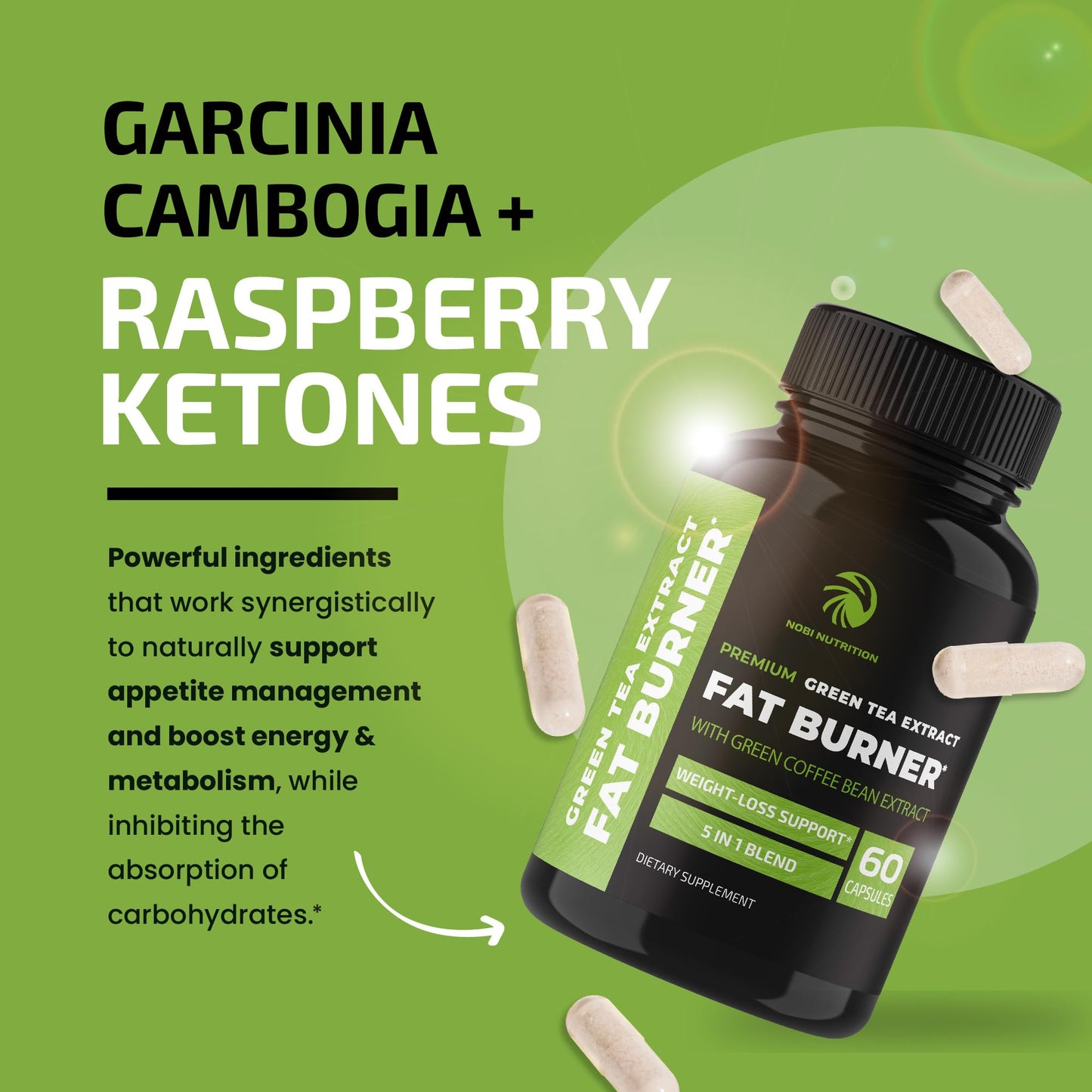 Green Tea Weight Loss Pills with Green Coffee Bean Extract | Belly Fat Burner, Metabolism Nobi NutritionUS supplements