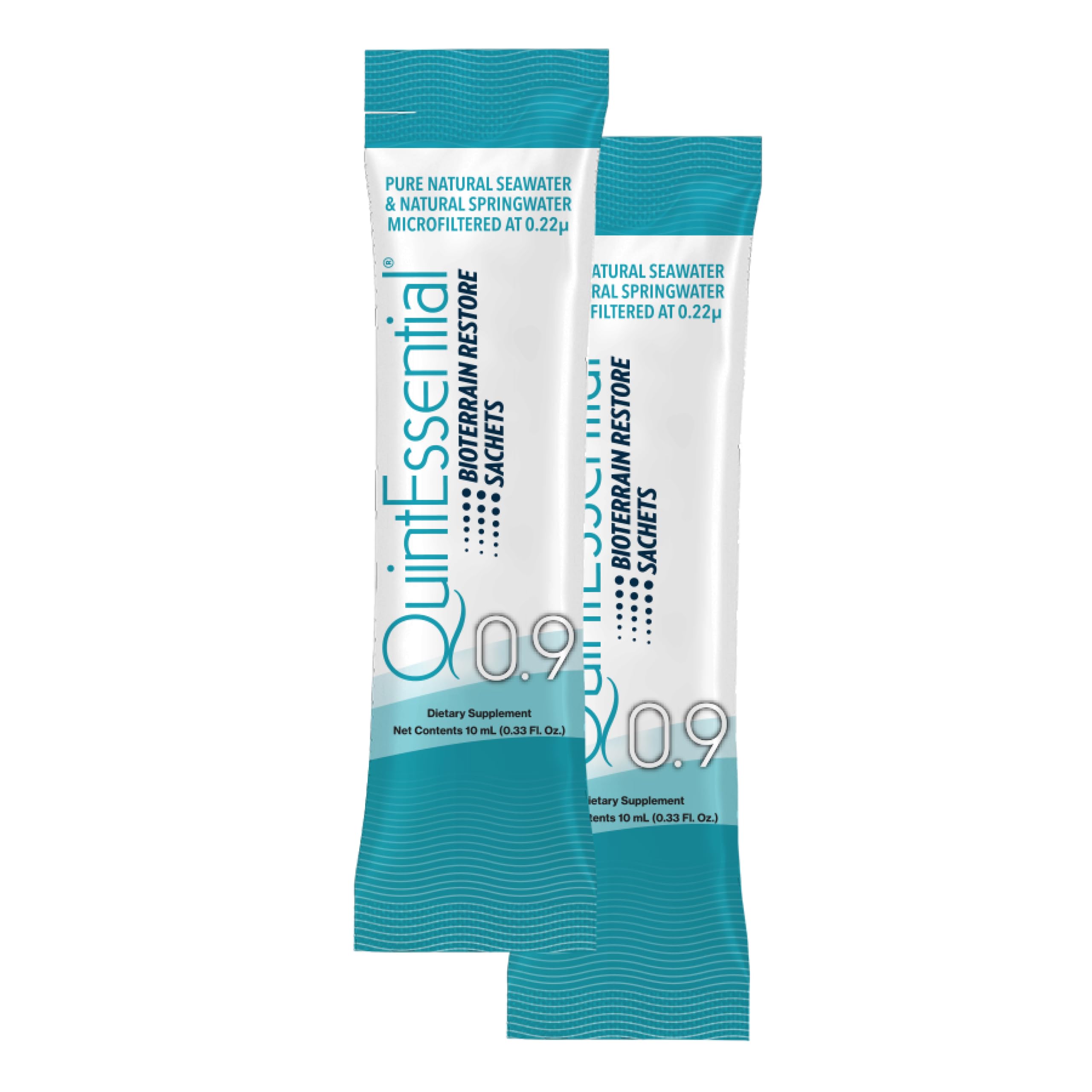 Quicksilver Scientific Quintessential 0.9 Sachets - Isotonic Solution with Sea Water Minerals + Alpine Spring - Liquid Hydration, Electrolyte + Multi Minerals Supplement (30 Count) Quicksilver ScientificUS supplements