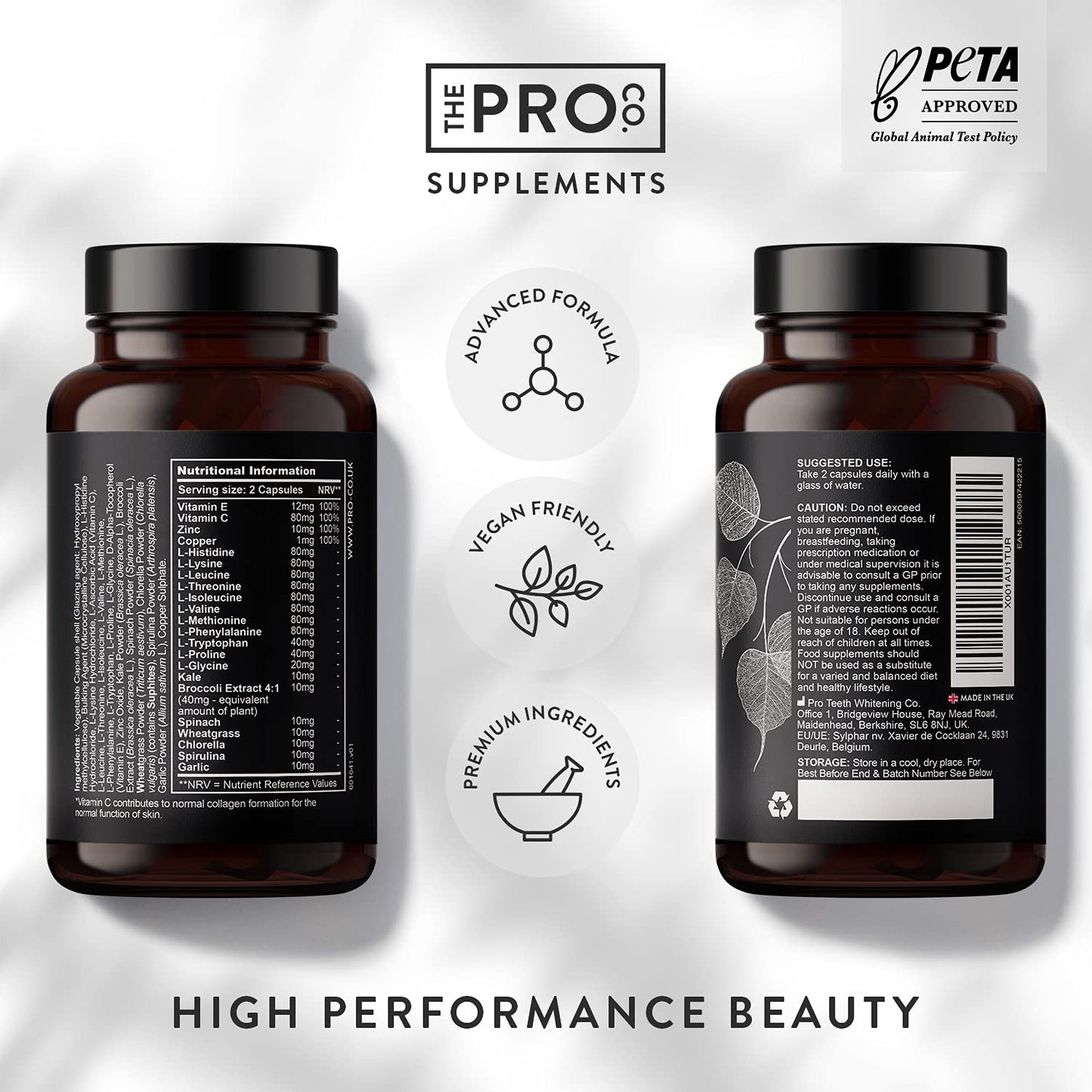 Premium Vegan Collagen Booster Supplement - Hair Skin & Nails Vitamins The Pro CoUS supplements