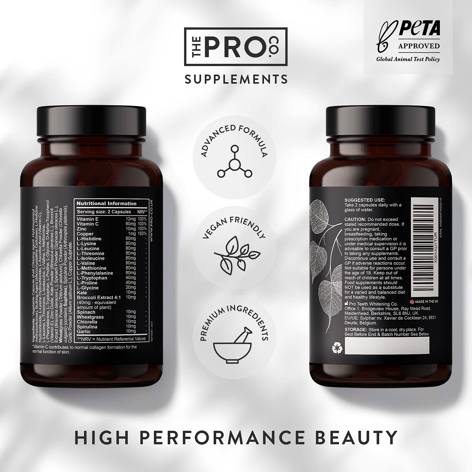 Premium Vegan Collagen Booster Supplement - Hair Skin & Nails Vitamins The Pro CoAu supplements