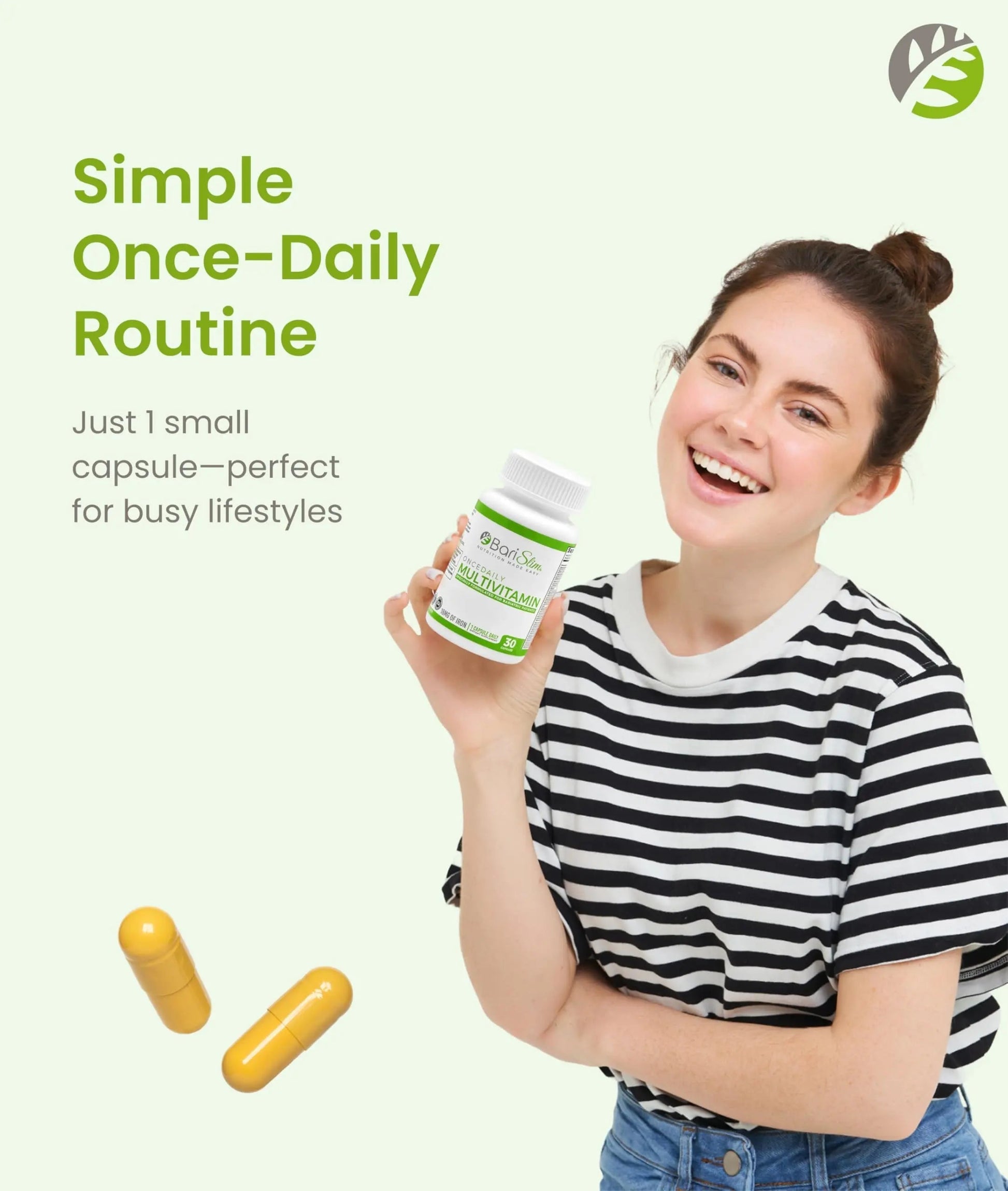 BariSlim Once Daily Bariatric Multivitamin Capsule - 18mg of Iron - Bariatric Vitamin & Supplement for Post Surgery Including Gastric Bypass BariSlimAu supplements