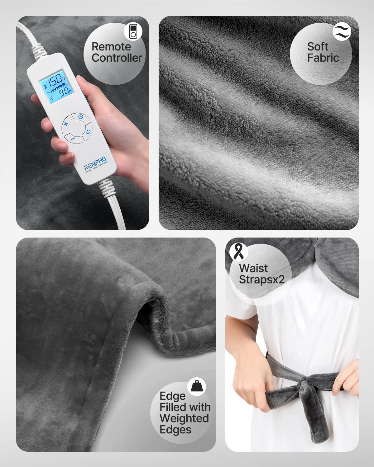 RENPHO Weighted Heating Pad for Back Pain Relief, FSA HSA Eligible, Electric Heat Pads RENPHOUS supplements
