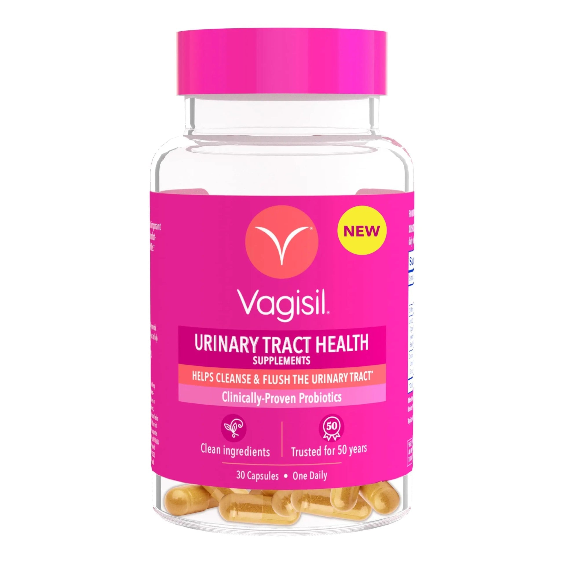 Vagisil Urinary Tract Health Supplements, Clinically-Proven Probiotics, Protects Urinary Tract Health, Clean Ingredients, Helps Cleanse and Flush UTI-Causing Bacteria, 1 Capsule Daily, 30 Capsules VagisilAu supplements