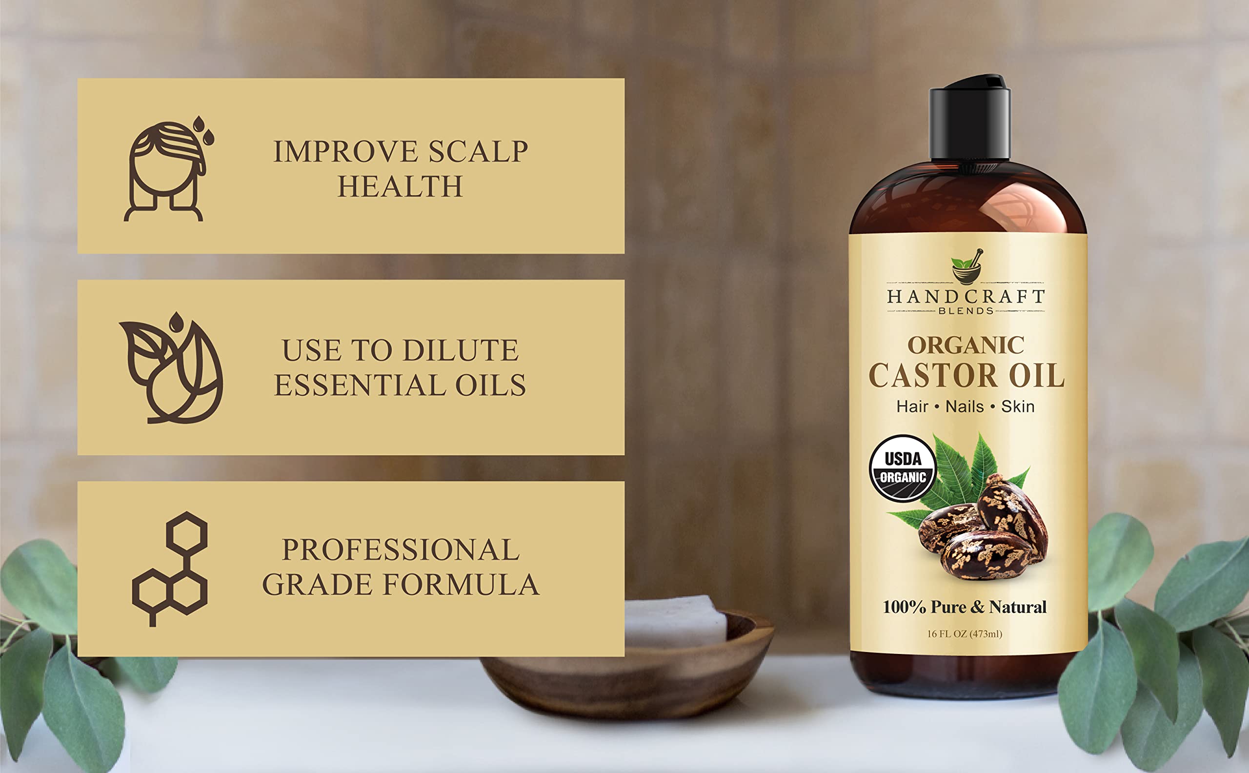Handcraft Blends Organic Castor Oil for Hair Growth, Eyelashes and Eyebrows - 100% Pure Handcraft BlendsAu supplements