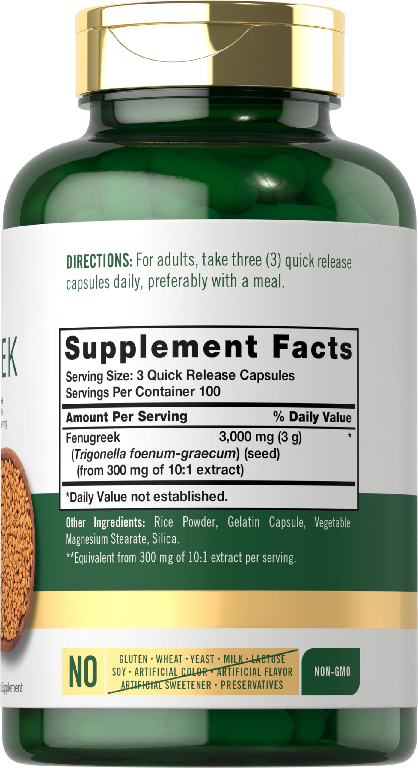 Carlyle Fenugreek Capsules 3000 mg | 300 Count | Non-GMO & Gluten Free Extract CarlyleUS supplements