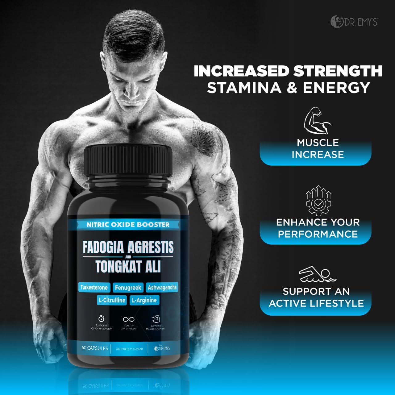 (2 Pack) Tongkat Ali Fadogia Agrestis Nitric Oxide Ashwagandha Supplement for Men Dr. Emy'sUS supplements