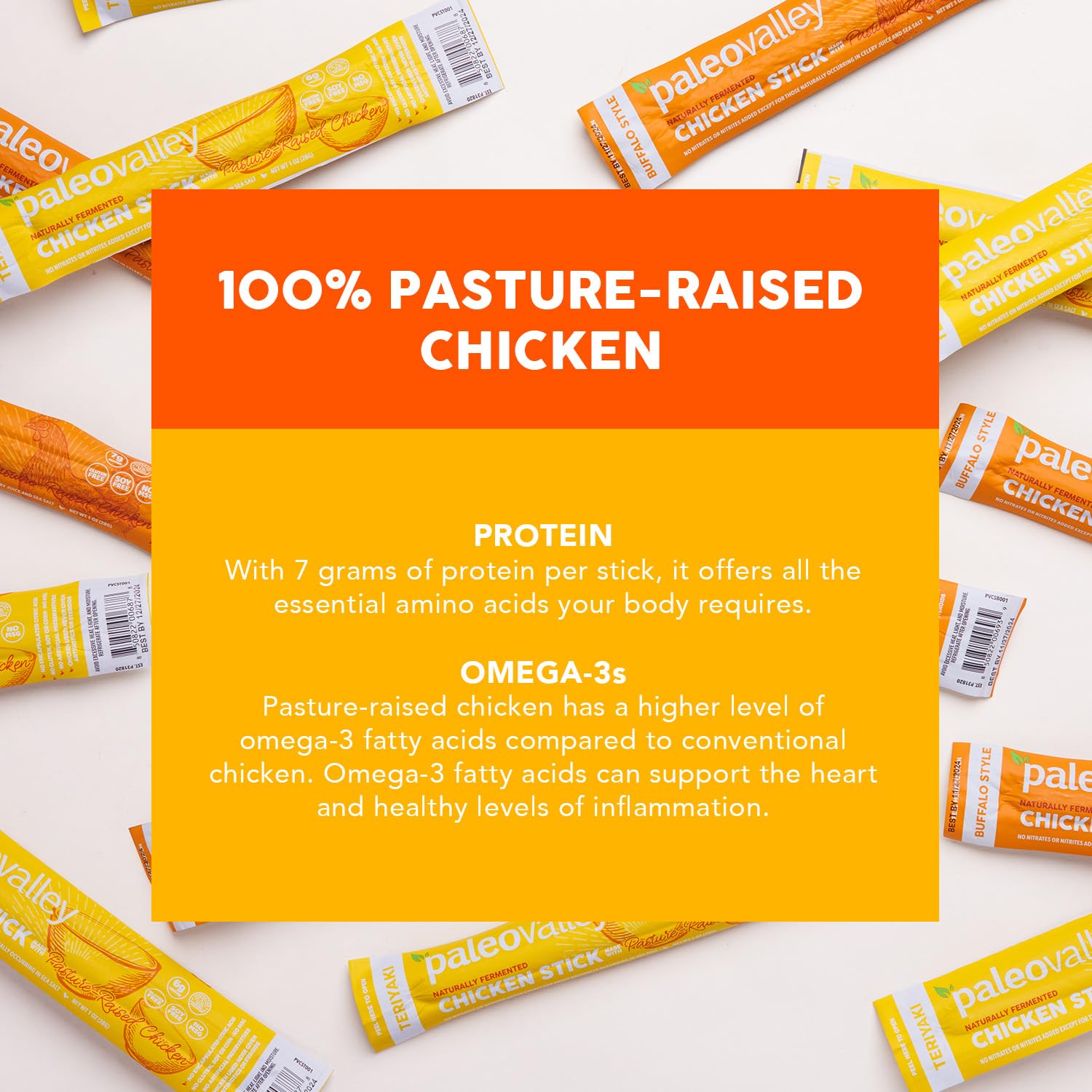 Paleovalley Pasture-Raised Chicken Sticks – 10 Pack – 7g Protein per Stick – Keto-Friendly, Paleo, Gluten-Free, Nitrate-Free – On-the-Go Snack (10 Pack, Teriyaki) PaleovalleyUS supplements