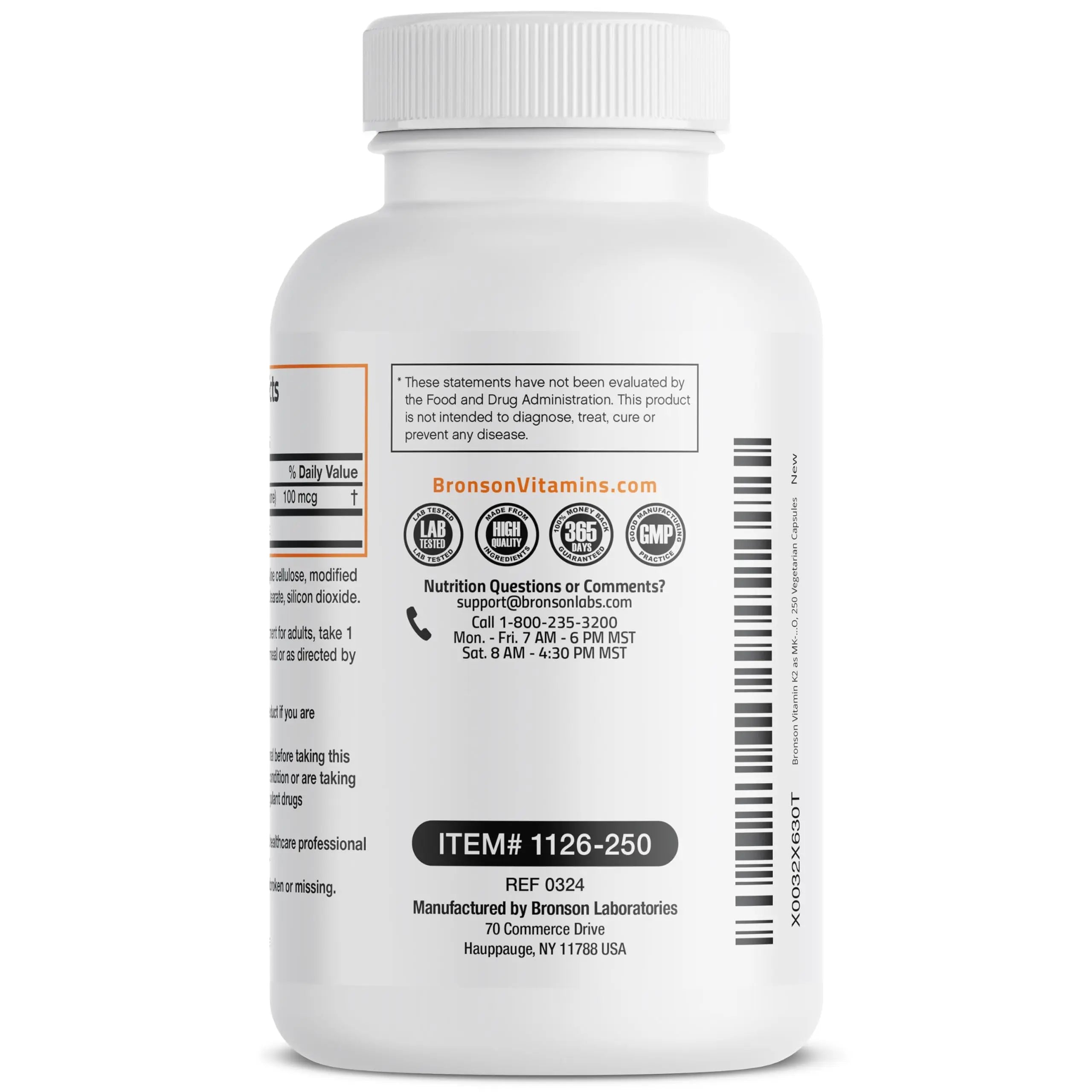Bronson Vitamin K2 as MK-7 Menaquinone 100 mcg Non-GMO, 250 Capsules BronsonAu supplements