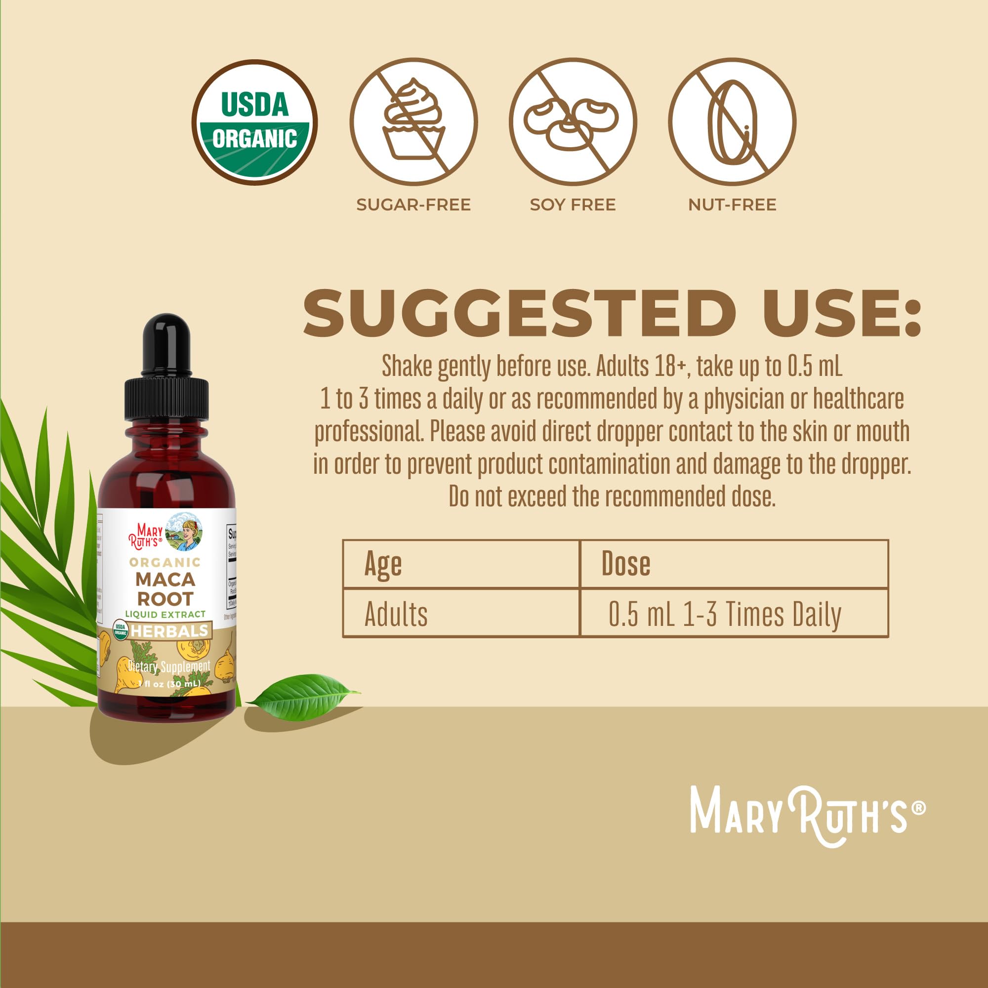 MaryRuth’s USDA Organic Maca Root Liquid Drops | Vegan | Non-GMO | Gluten Free | Alcohol Free | 1 Fl Oz MARYRUTH'SUS supplements