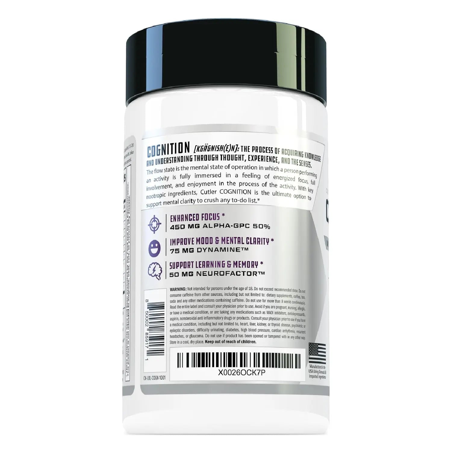 COGNITION High Potency Brain Nootropic Focus Supplement: Best Nootropic and Energy Pills for Mental Clarity, Memory, Studying, Gaming, and Work | Alpha GPC, Dynamine, Caffeine, L Theanine , 60 Count Cutler NutritionAu supplements