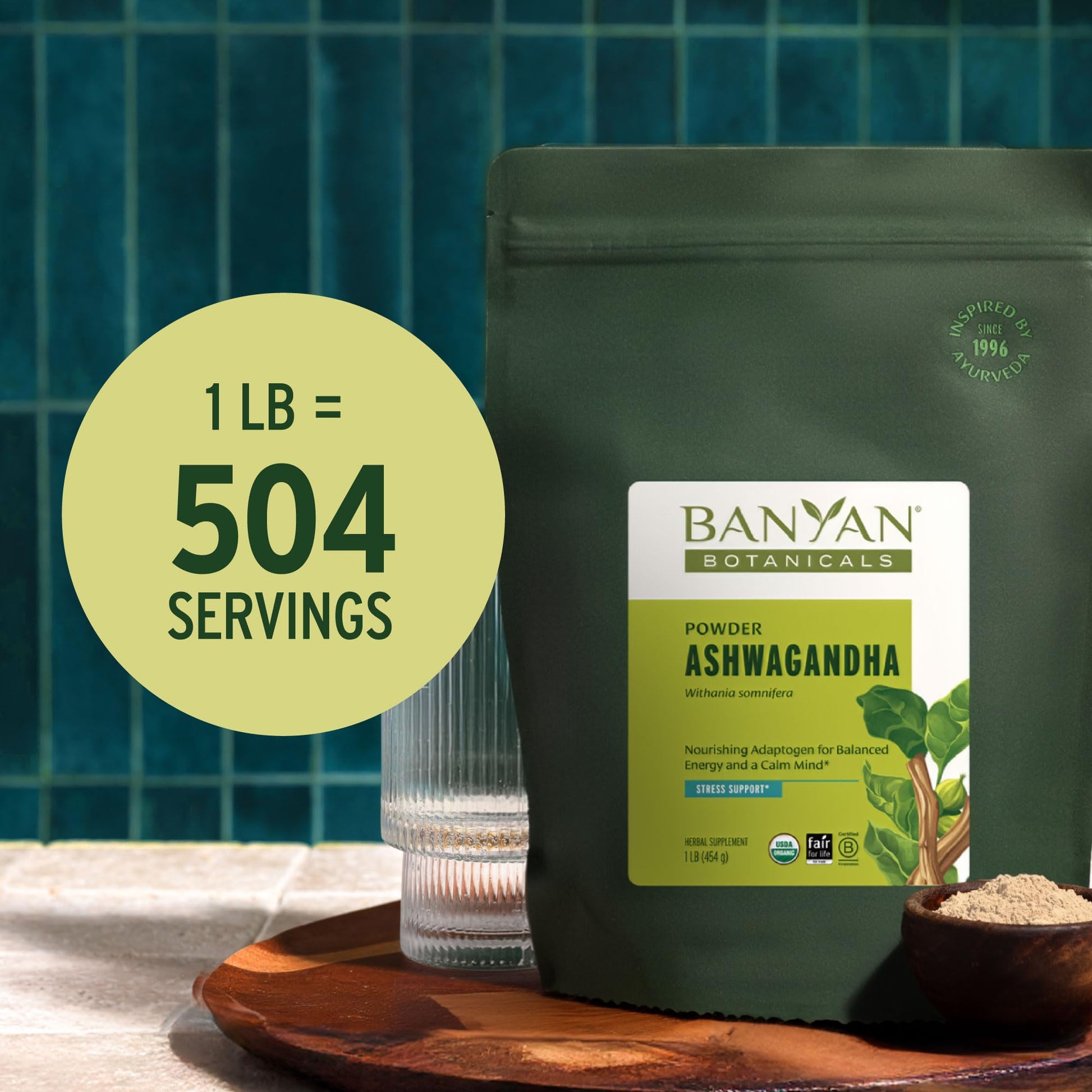 Banyan Botanicals Organic Ashwagandha Root Powder–1lb Bulk (504 Servings)Natural Cortisol Manager & Adrenal Support–Stress Relief, Better Sleep & Energy–Adaptogen for Smoothies & Moon Milk–Vegan,FFL* Banyan BotanicalsAu supplements