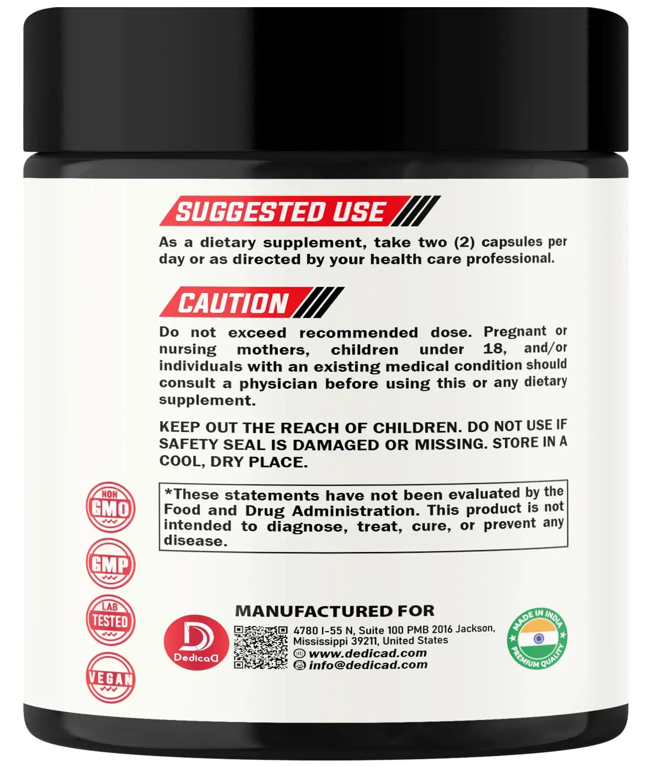 DEDICAD Wormwood Supplement - 120 Capsules Extracted from Black Walnut, Cloves, Turmeric, Apple, Berberine HCl & More - 11 Ingredients Combined for Immune System - 2-Month Supply DEDICADnz supplements