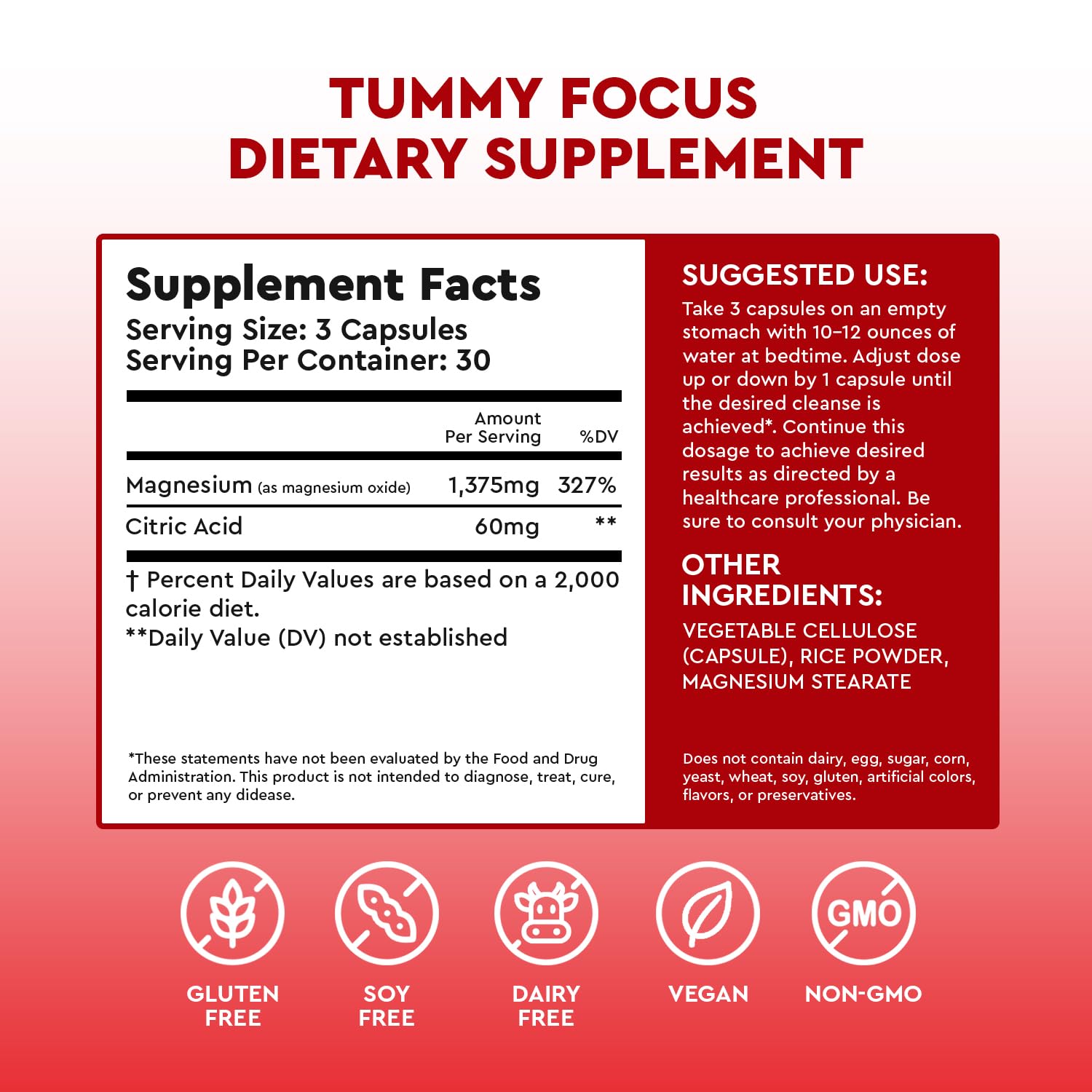 JJ Smith Tummy Focus – Digestive Cleanse Supplement with Ozonated Oxygenated Magnesium – Supports Digestion, Regularity, Bloating, Gut Balance, Nutrient Absorption, Energy & a Flatter Belly Health FocusedAu supplements