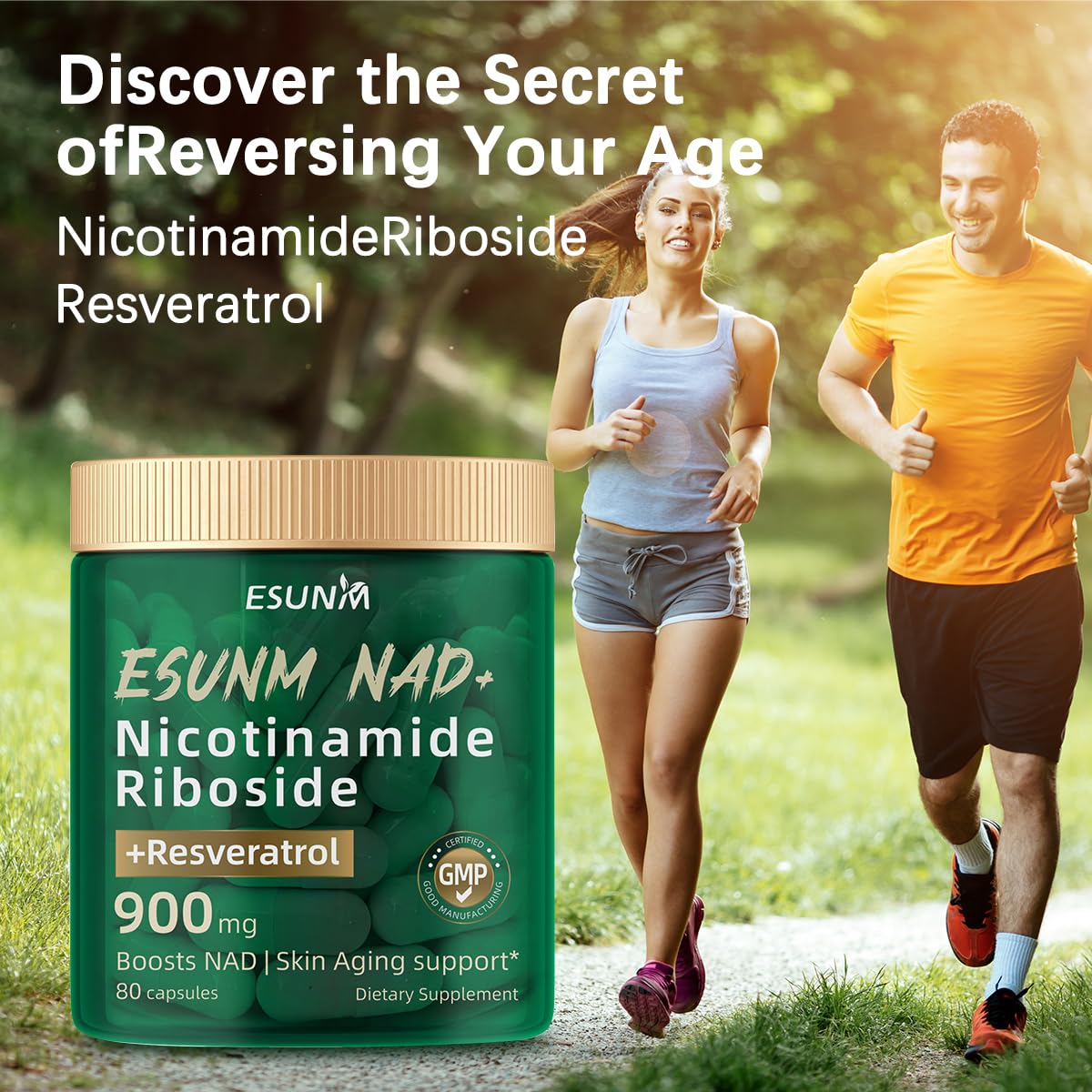ESUNM Liposomal NAD+ Supplement with Resveratrol, NMN Supplement NAD Resveratrol Support Cellular Health, Stamina & Healthy Aging,Third-Party Tested，80 Capsules ESUNMAu supplements