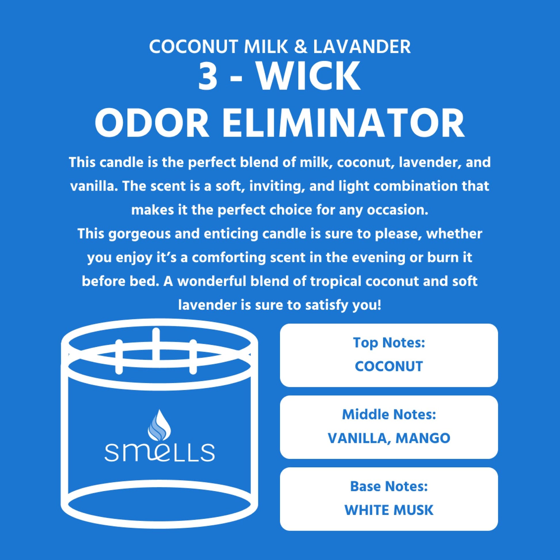 Smells - Odor Eliminator - Premium Soy Wax Jar Scented Candle 12oz. and 16oz. - 100% Cotton Single Wick SmellSAu supplements
