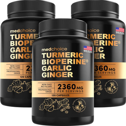 4-in-1 Turmeric and Garlic Supplements with Bioperine 2360 mg (360 ct) Turmeric Ginger MEDCHOICEUS supplements