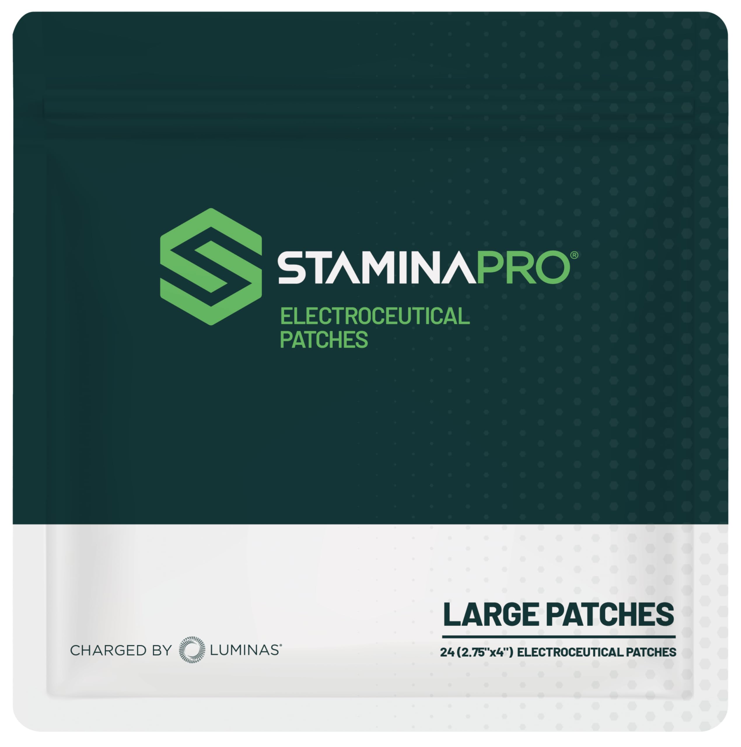 LUMINAS STAMINAPRO Patch - Water-Resistant Athletic Adhesive, Electroceutical Relief - Versatile Active Comfort, Long Lasting - Back, Joints, Knees, Hamstrings - 24 Pack (Large Tan Patches) LUMINASAu supplements