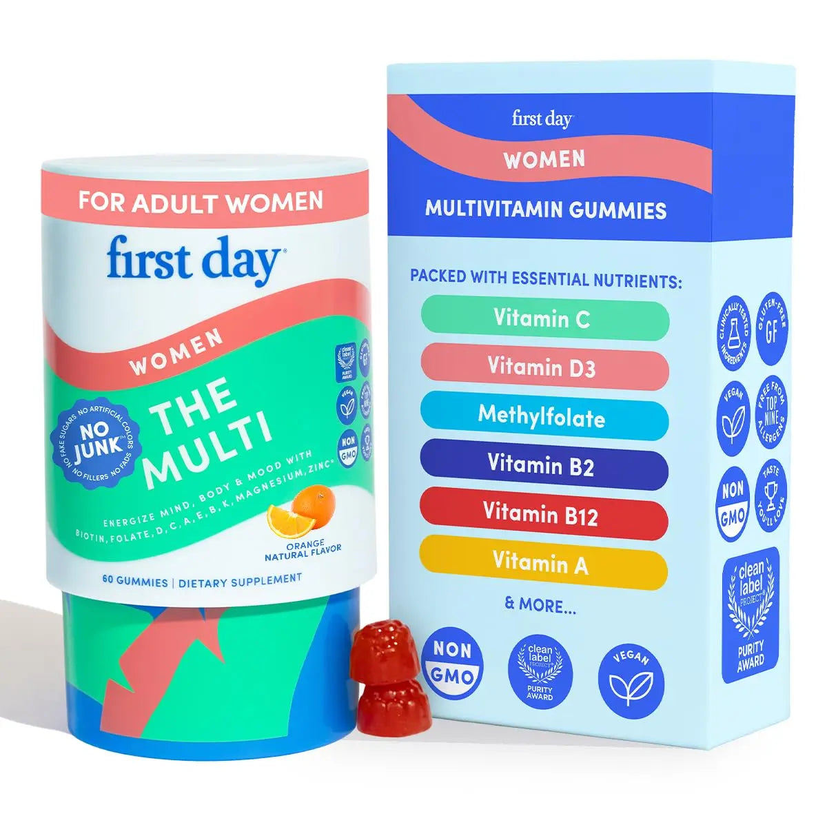 FIRST DAY Multivitamin for Women - Daily Womens Multivitamin Gummies - Vitamin A C D E B12, Magnesium, Zinc, Biotin – Vegan FIRST DAYAu supplements