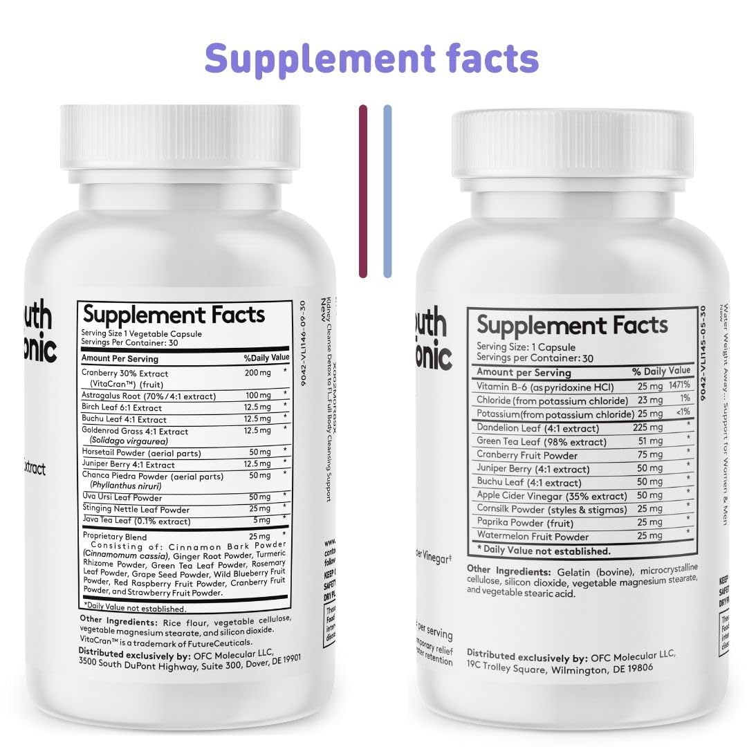 Youth & Tonic Daily Water Retention Pills for Kidney Cleanse Swelling and Excess Body Fluid Youth & TonicAu supplements