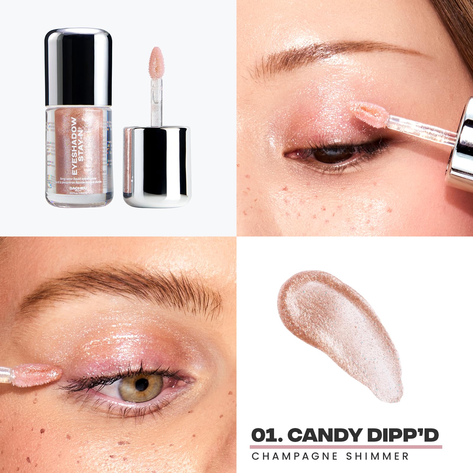 Sacheu Liquid Eyeshadow STAY-N Longwear Eye Makeup — Buildable Highly Pigmented & Blendable Eye Shadow Cream in Matte & Shimmer Finishes, Candy Dipp’d SacheuAu supplements